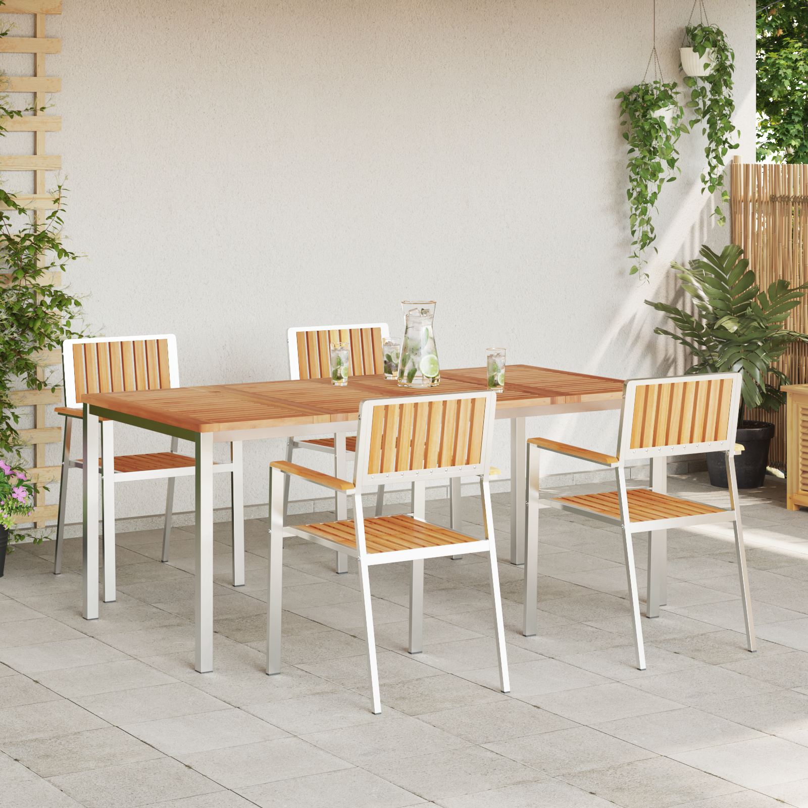 5 Piece Garden Dining Set Solid Wood Teak - Image 4