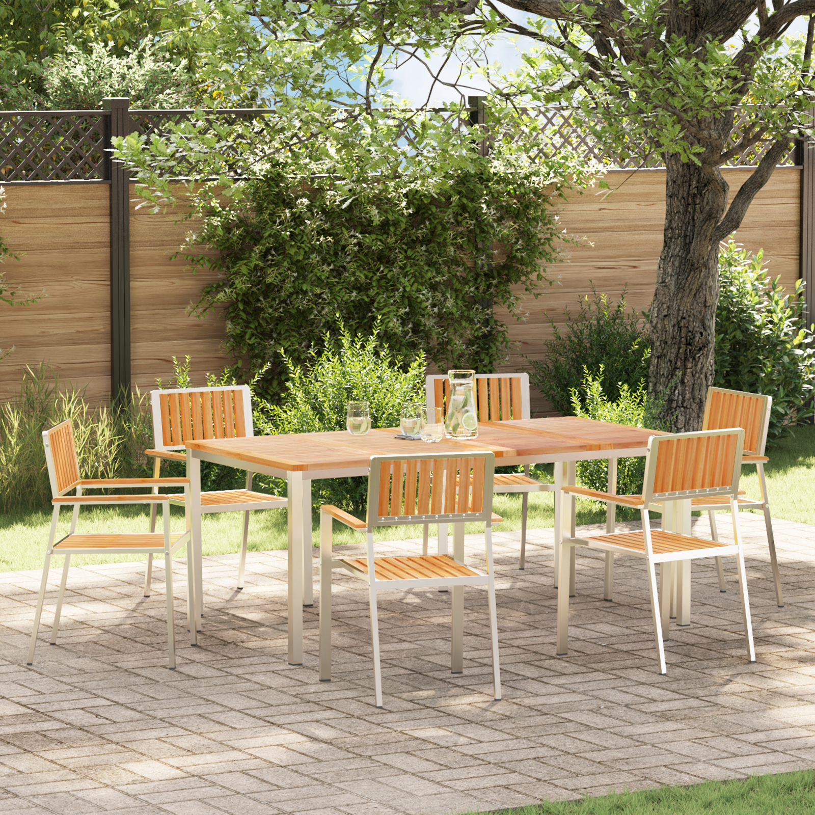 7-Delige Tuin Eetset Massief Hout Teak