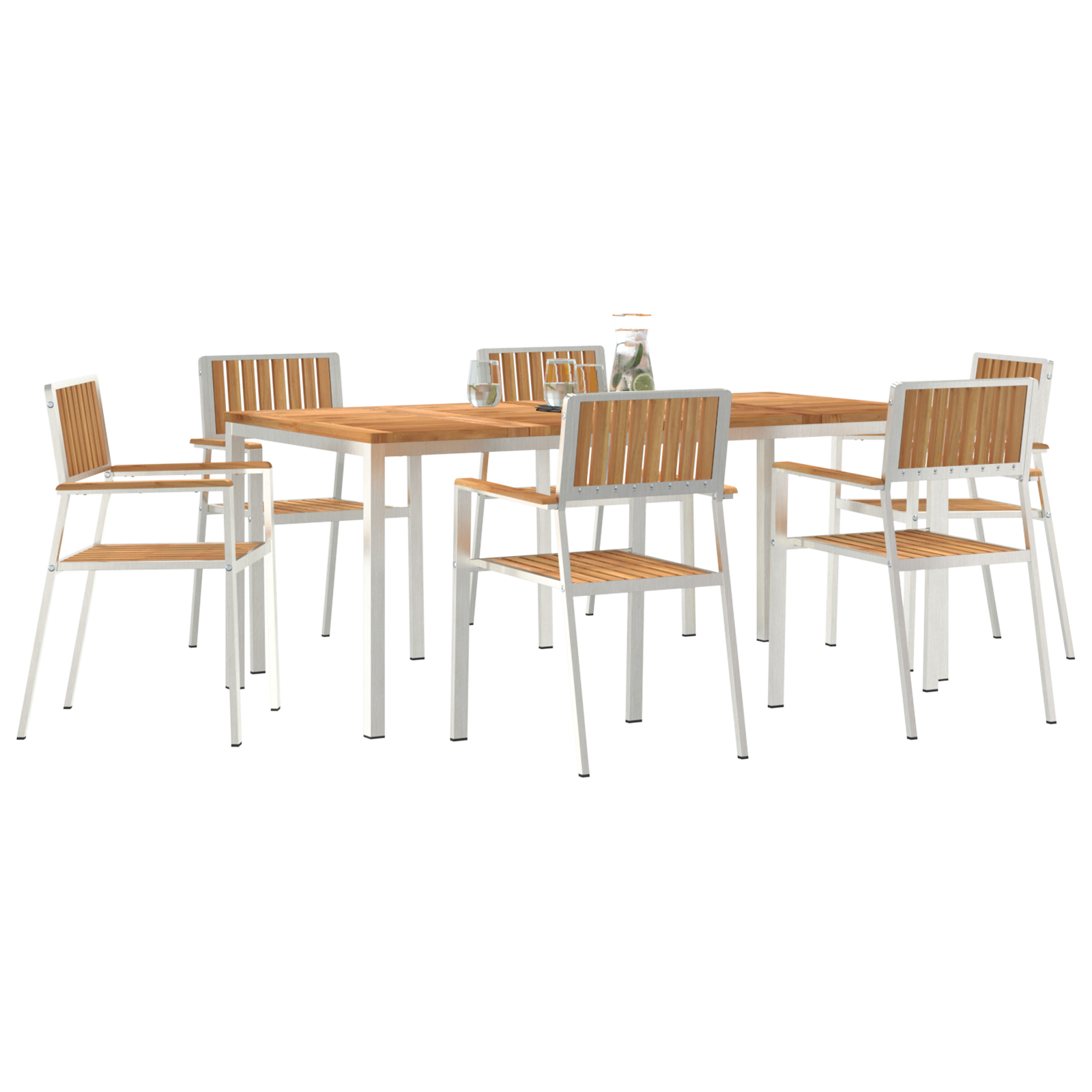7 Piece Garden Dining Set Solid Wood Teak - Image 3