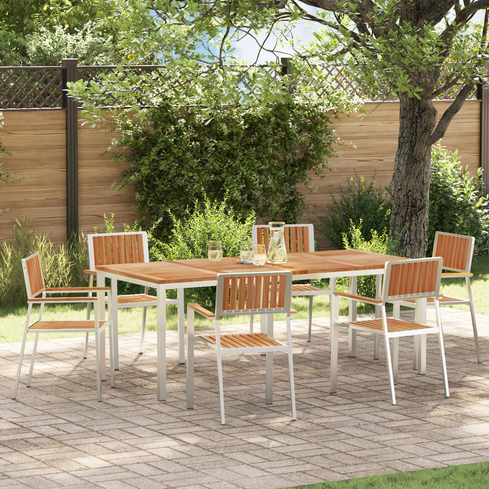 Thumbnail - vidaXL 7-teiliges Garten Essgruppe Massivholz Teak