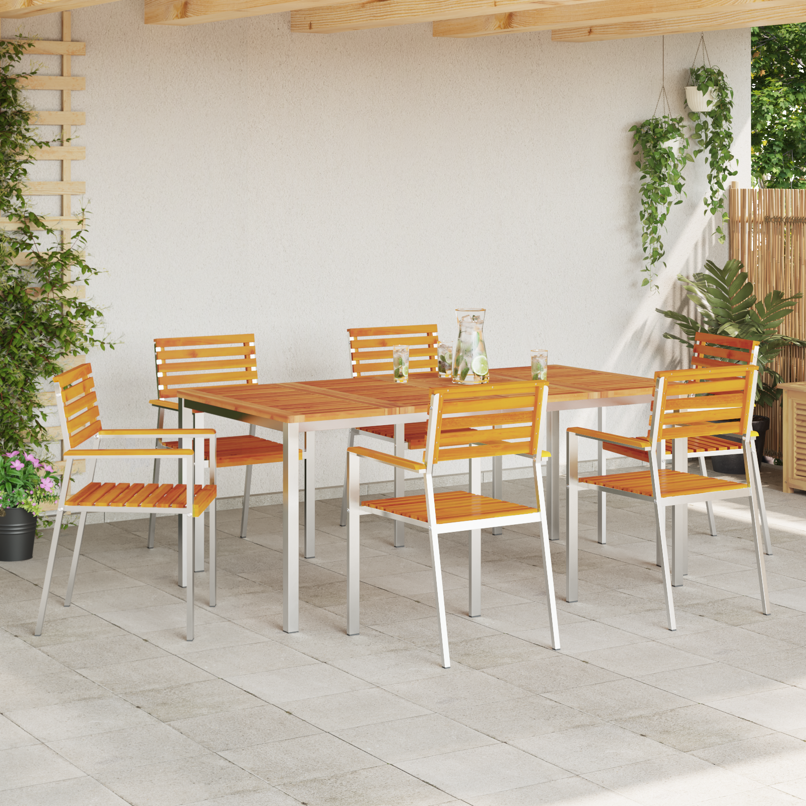 Stacking Garden Chairs 6 pcs 54.5x56x89 cm Solid Wood Acacia - Image 3