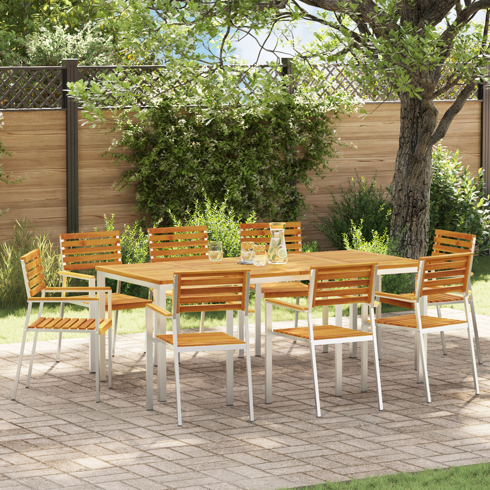 Stacking Garden Chairs 8 pcs 54.5x56x89 cm Solid Wood Acacia