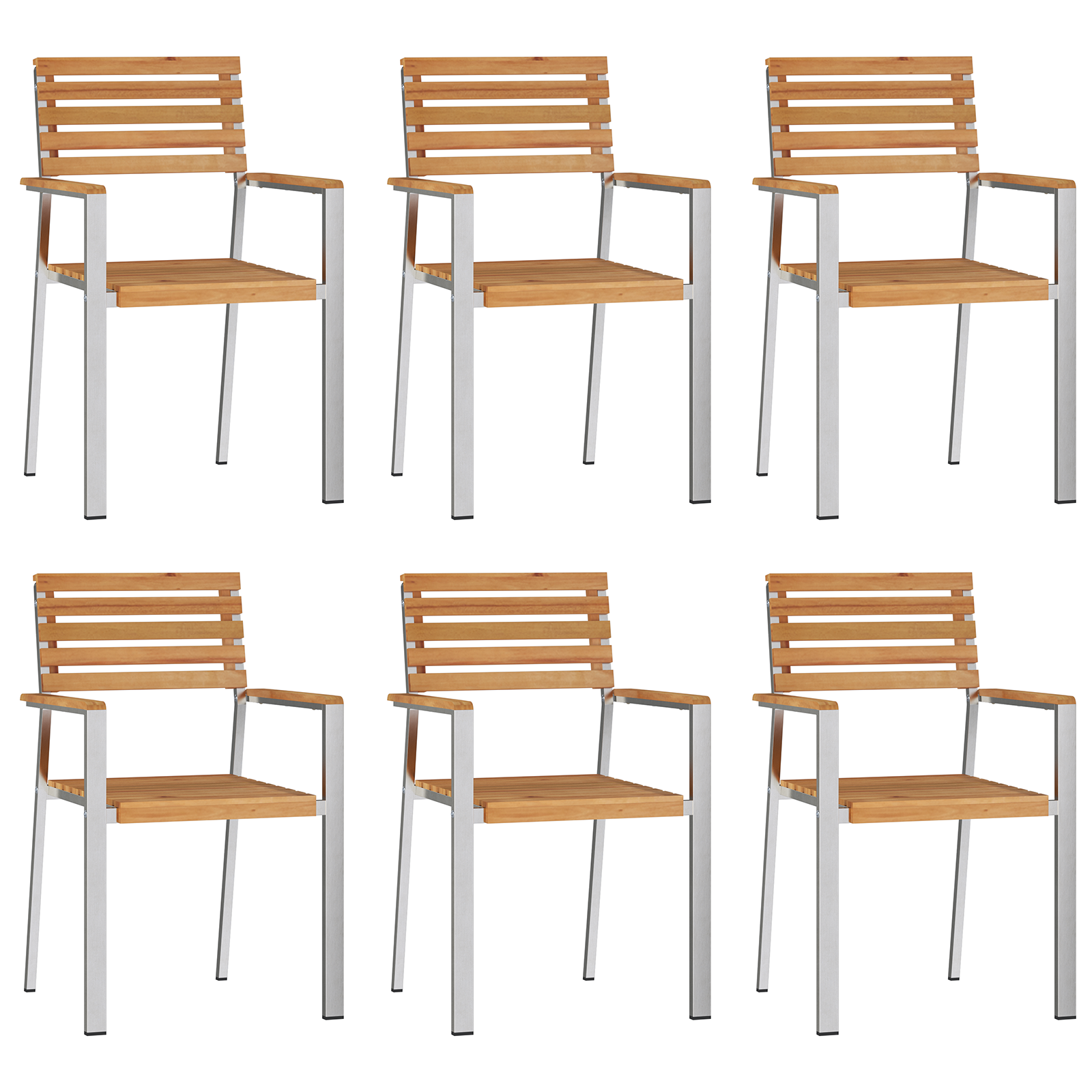 Stapelbare Tuinstoelen 6 stuks 54,5x56x89 cm Massief Teakhout image 2