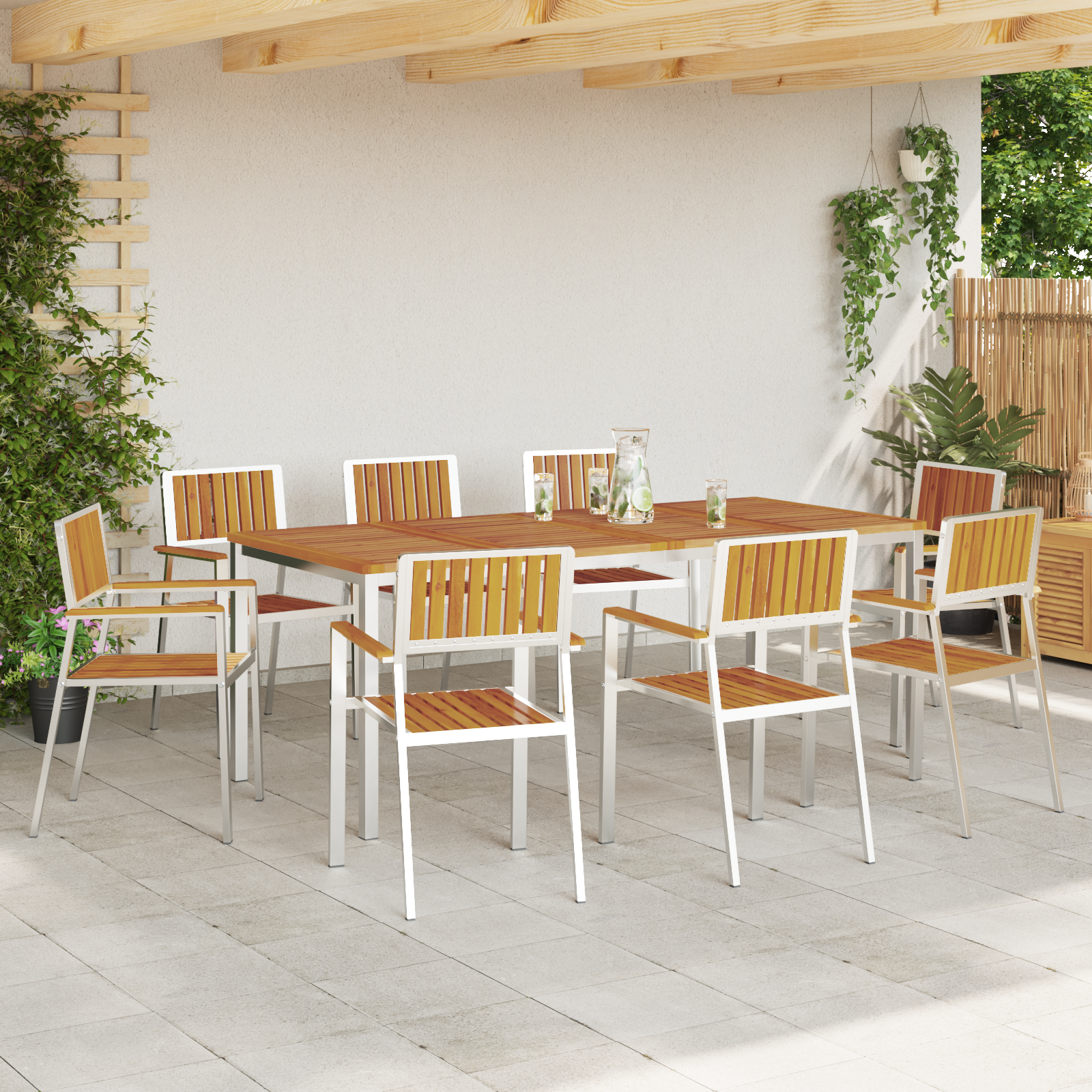 Stacking Garden Chairs 8 pcs 54.5x56x87 cm Solid Wood Acacia - Image 3