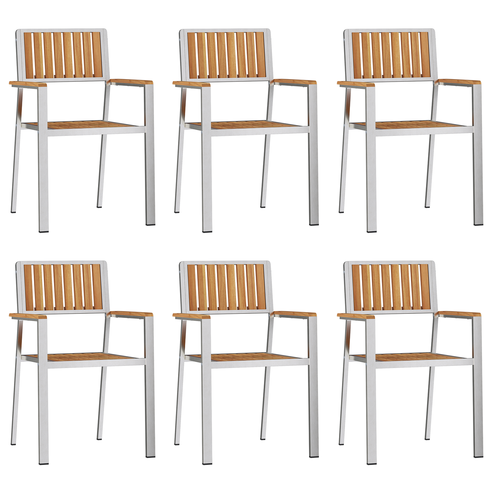Stacking Garden Chairs 6 pcs 54.5x56x87 cm Solid Wood Teak - Image 2