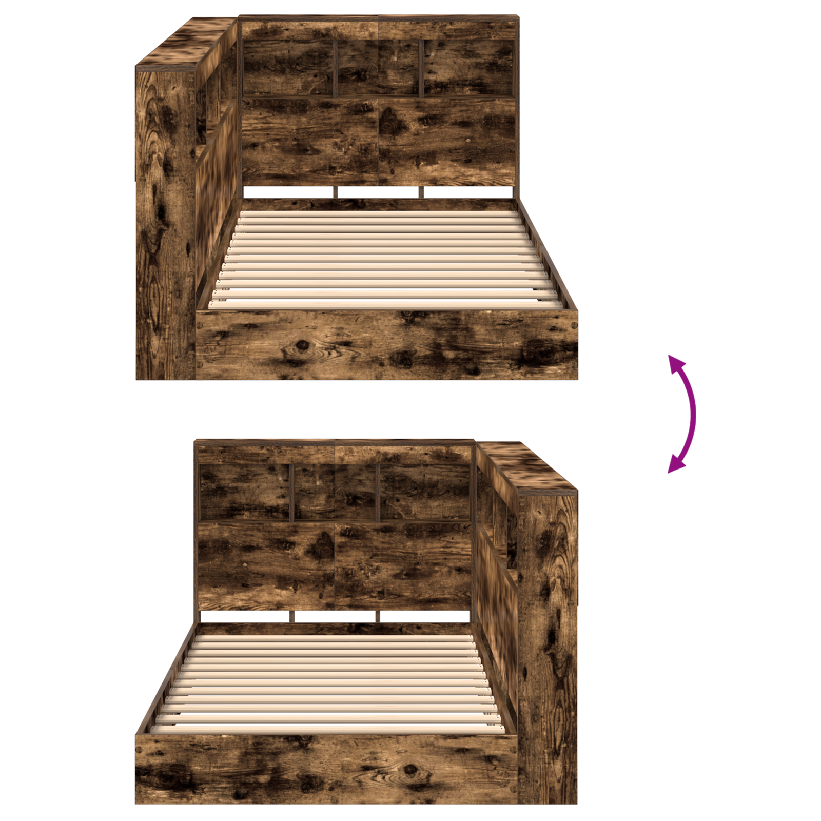 Bookcase Bed Smoked Oak 90x190 cm Engineered Wood - Image 11