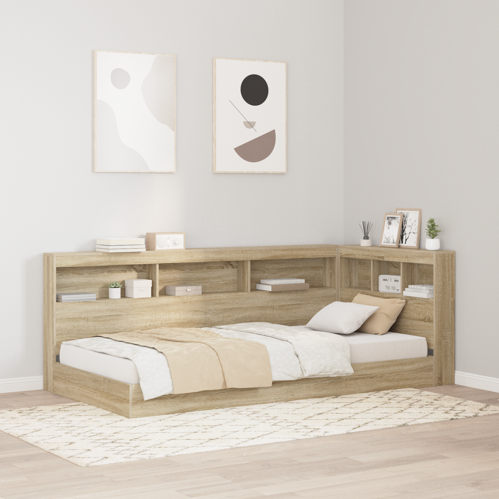 Bookcase Bed Sonoma Oak 75x190 cm Engineered Wood