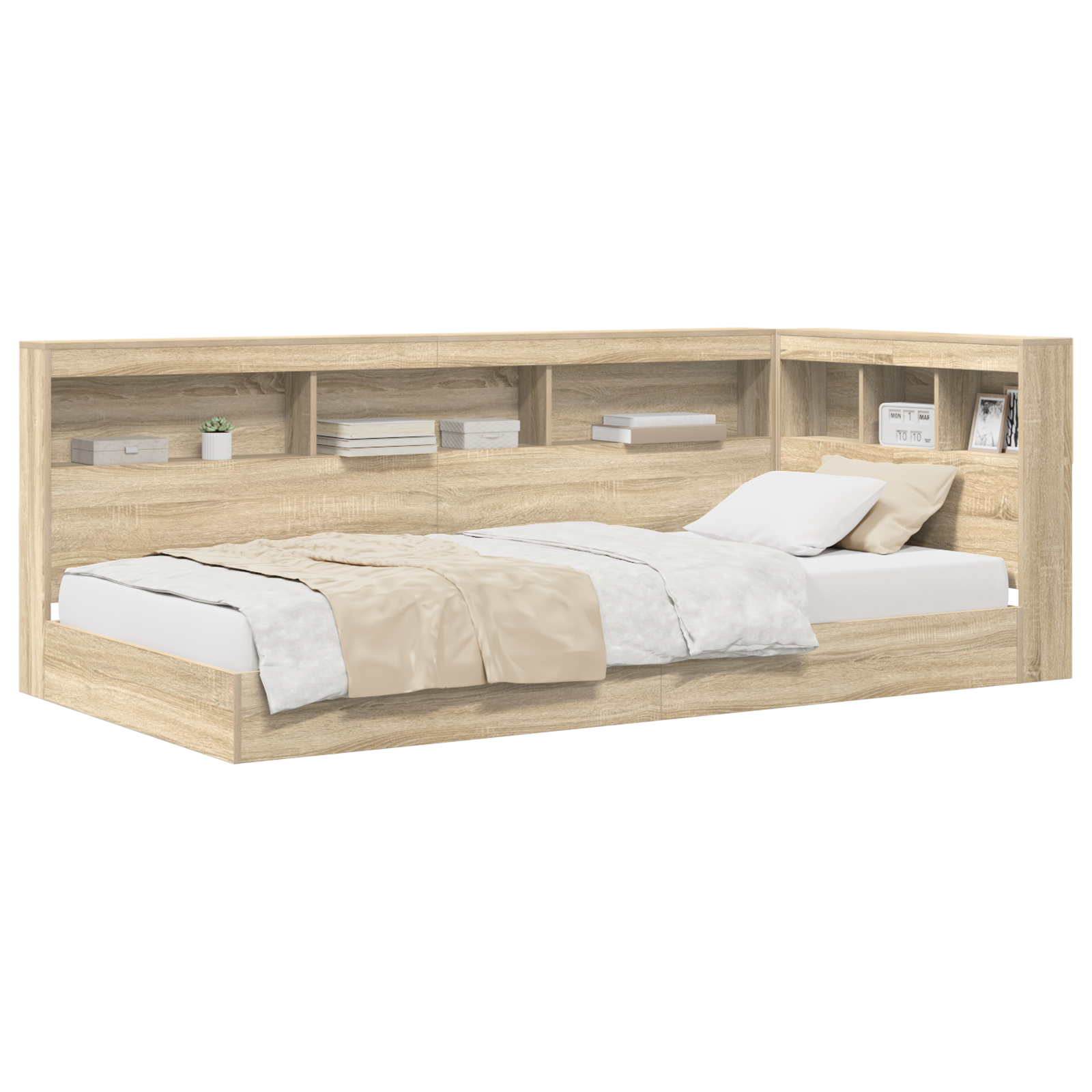 Bookcase Bed Sonoma Oak 75x190 cm Engineered Wood - Image 2