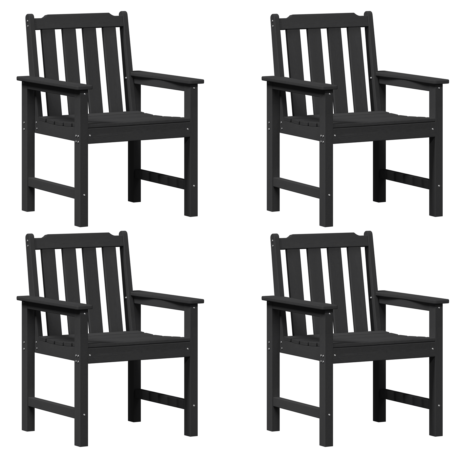 Thumbnail - vidaXL Garten-Essstühle 4 Stück Schwarz 65,5x55,5x88 cm HDPE