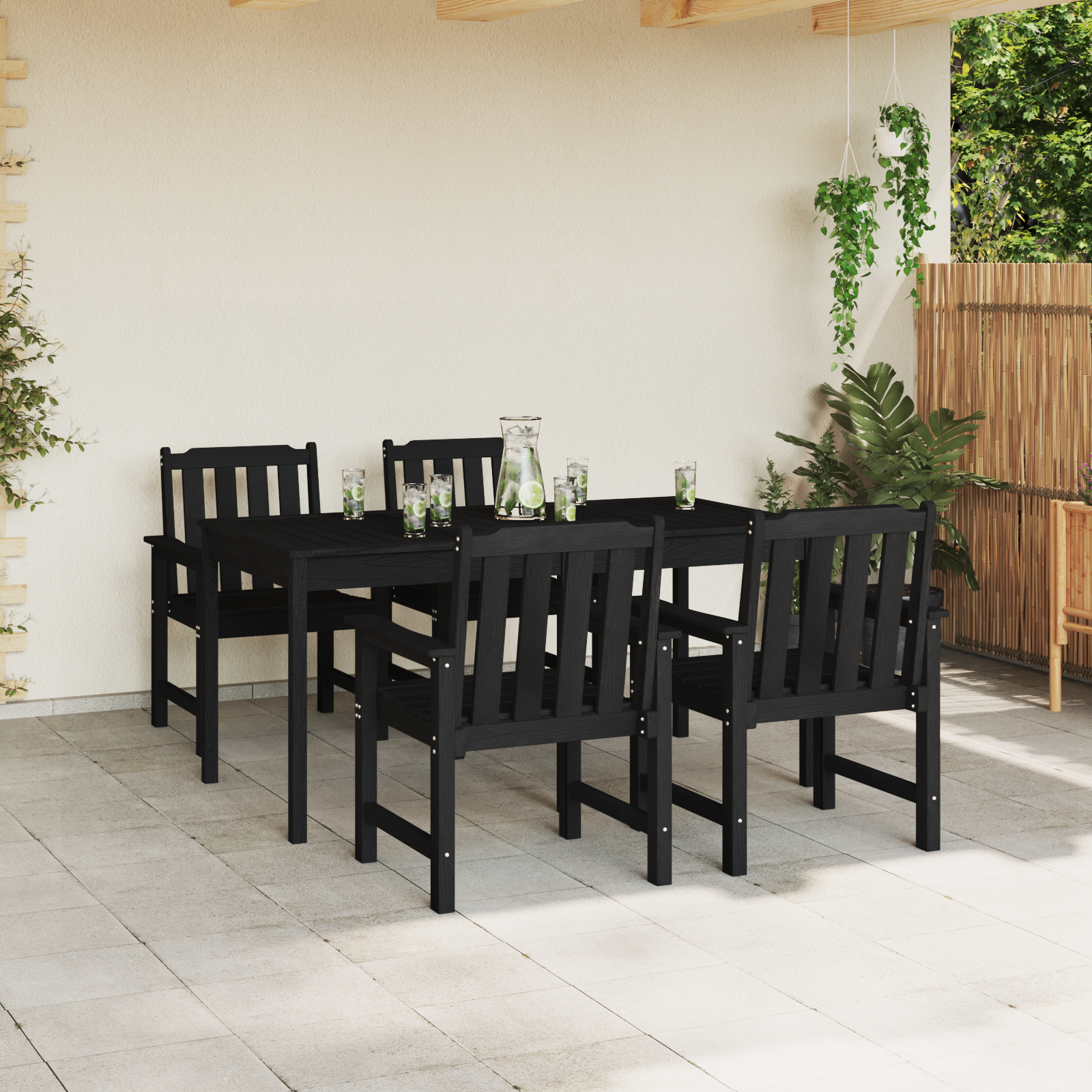 Thumbnail - vidaXL Garten-Essstühle 4 Stück Schwarz 65,5x55,5x88 cm HDPE