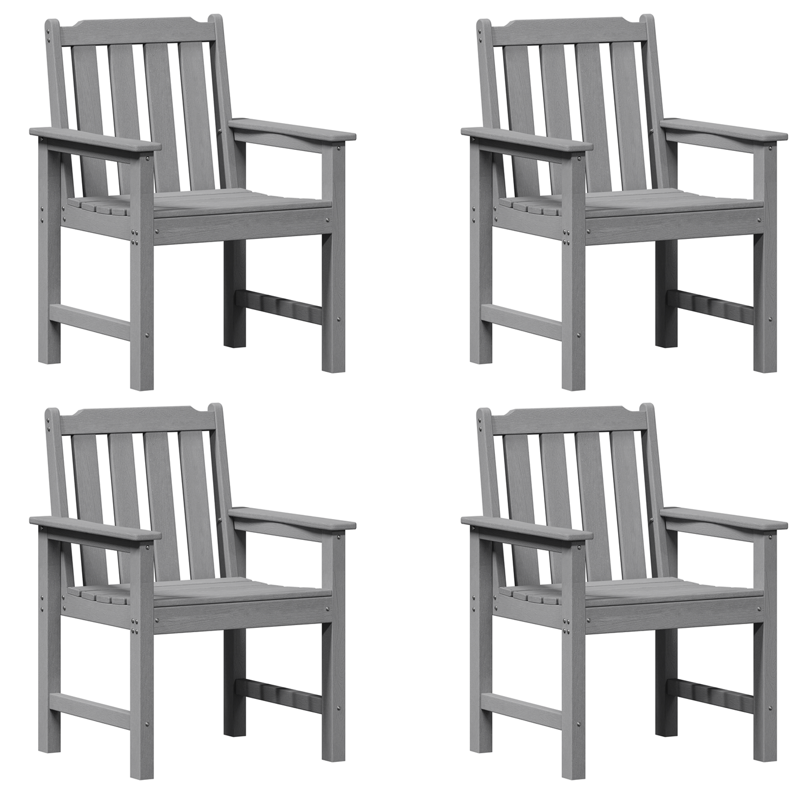 Garden Dining Chairs 4 pcs Light Grey 65.5x55.5x88 cm HDPE - Image 2