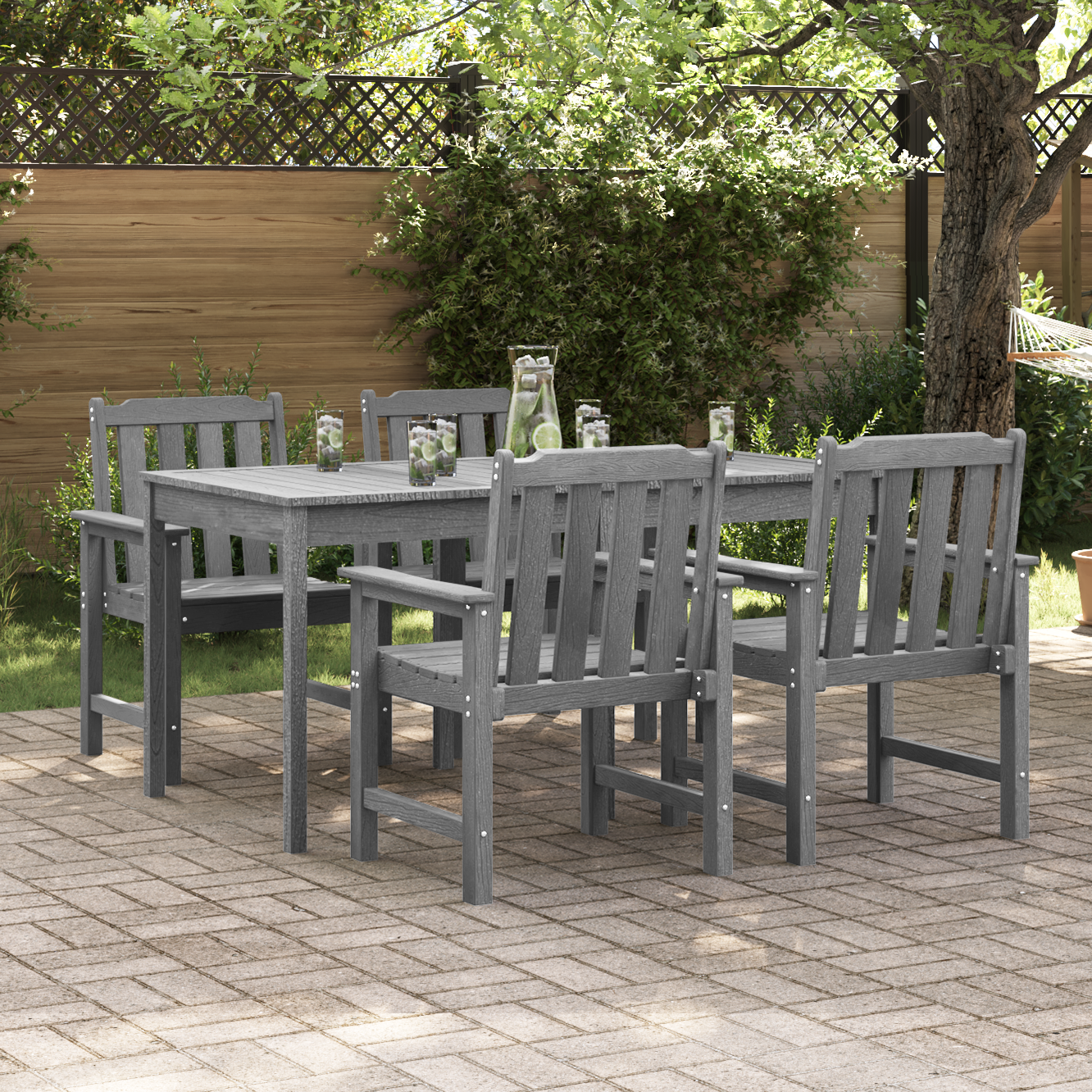 Garden Dining Chairs 4 pcs Light Grey 65.5x55.5x88 cm HDPE