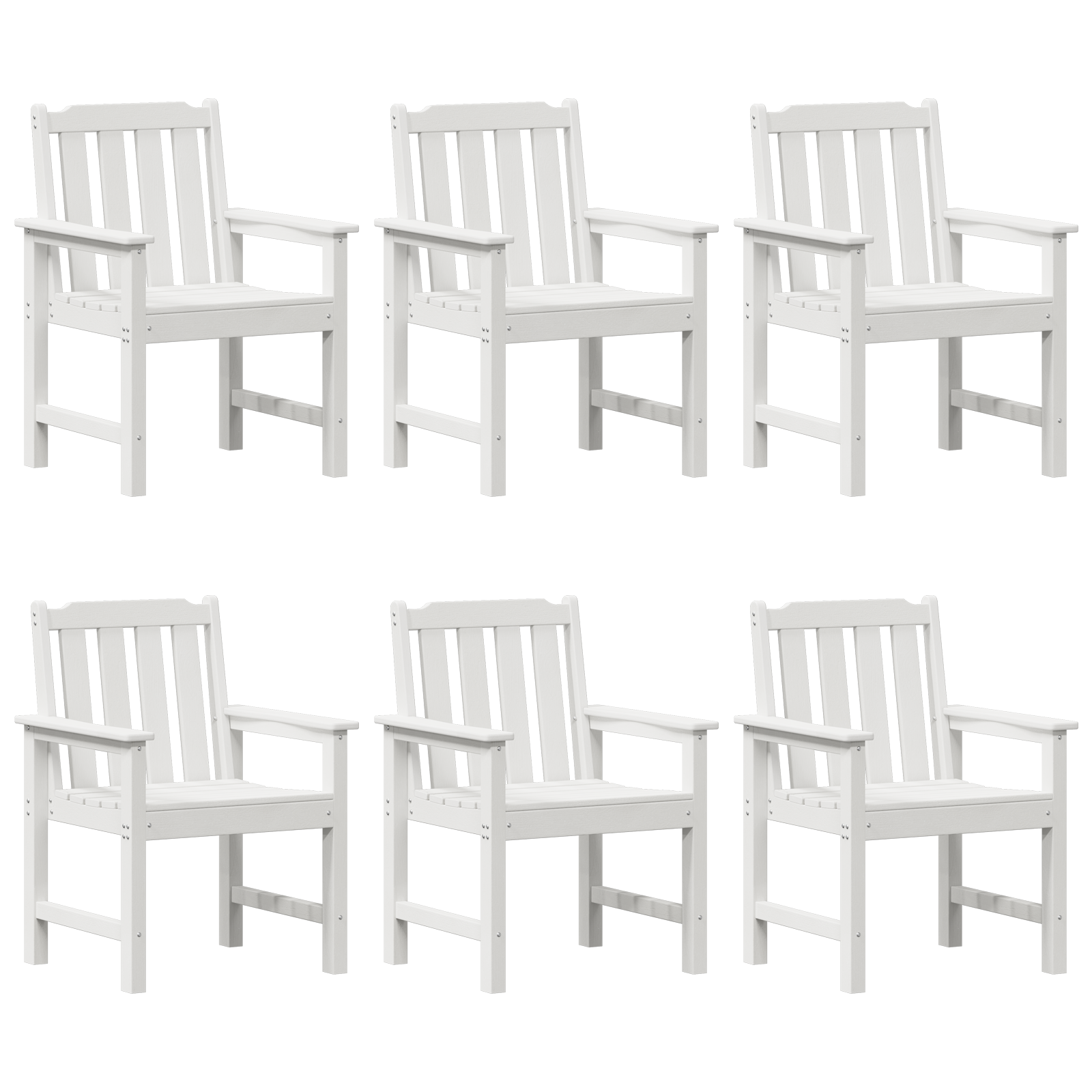 Garden Dining Chairs 6 pcs White 65.5x55.5x88 cm HDPE - Image 2
