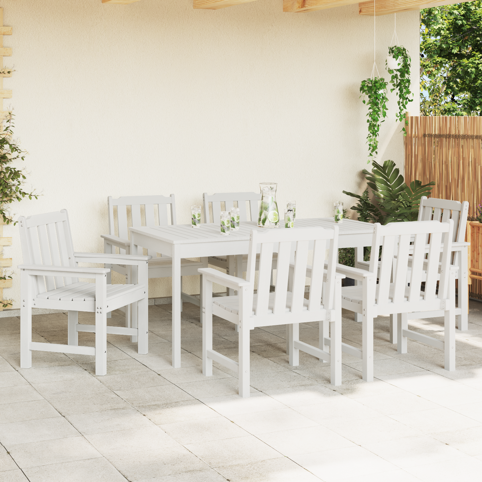 Garden Dining Chairs 6 pcs White 65.5x55.5x88 cm HDPE - Image 3