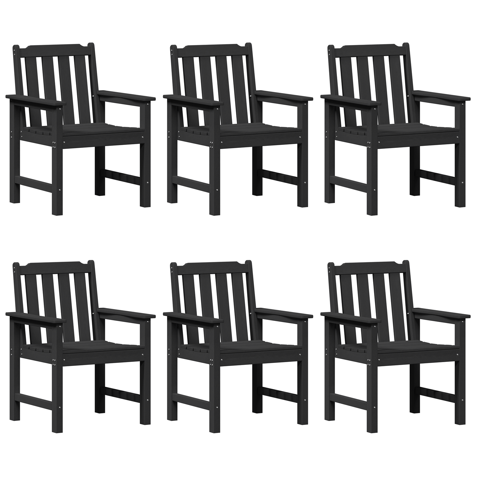 Garden Dining Chairs 6 pcs Black 65,5x55,5x88 cm HDPE - Image 2