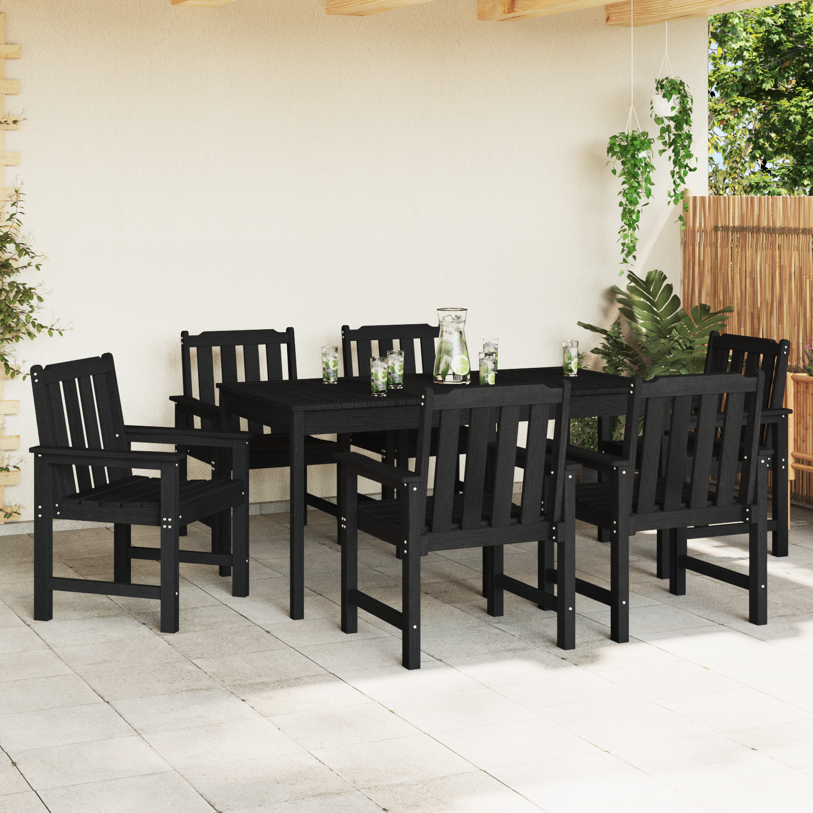 Garden Dining Chairs 6 pcs Black 65,5x55,5x88 cm HDPE - Image 3