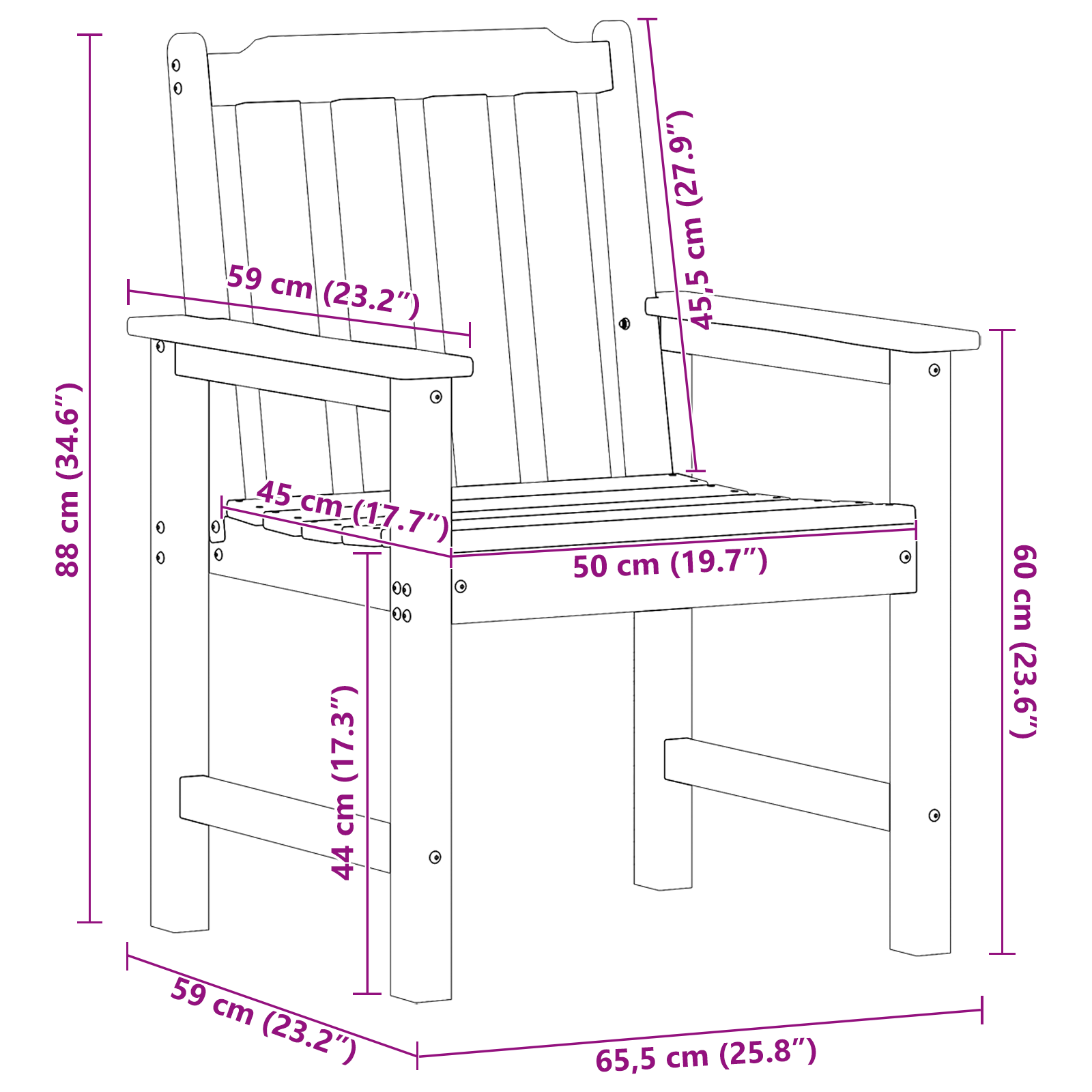 Garden Dining Chairs 6 pcs Black 65,5x55,5x88 cm HDPE - Image 11