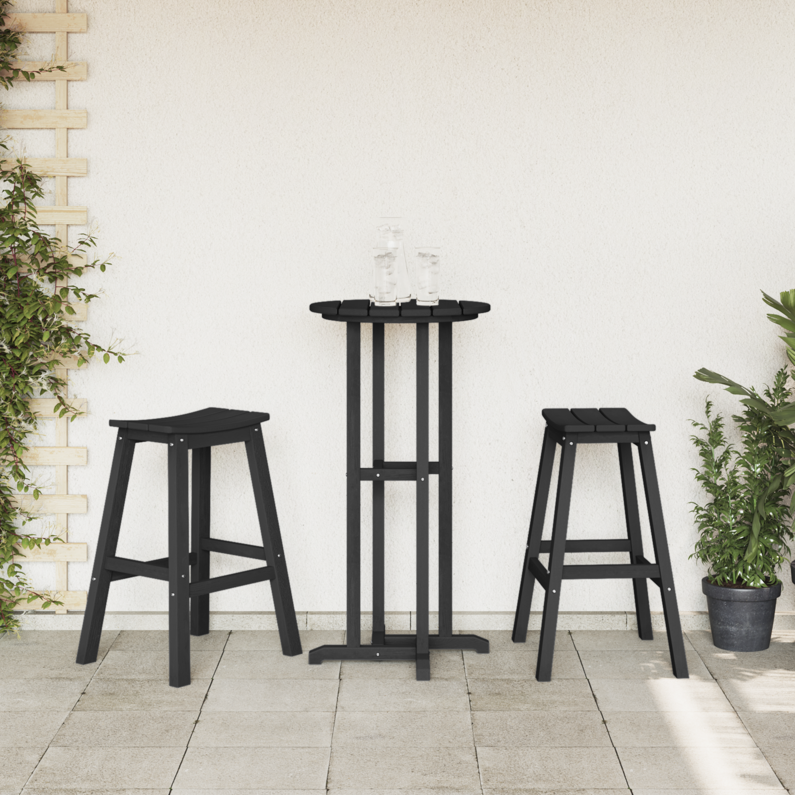 3 Piece Garden Bar Set Black HDPE - Image 4