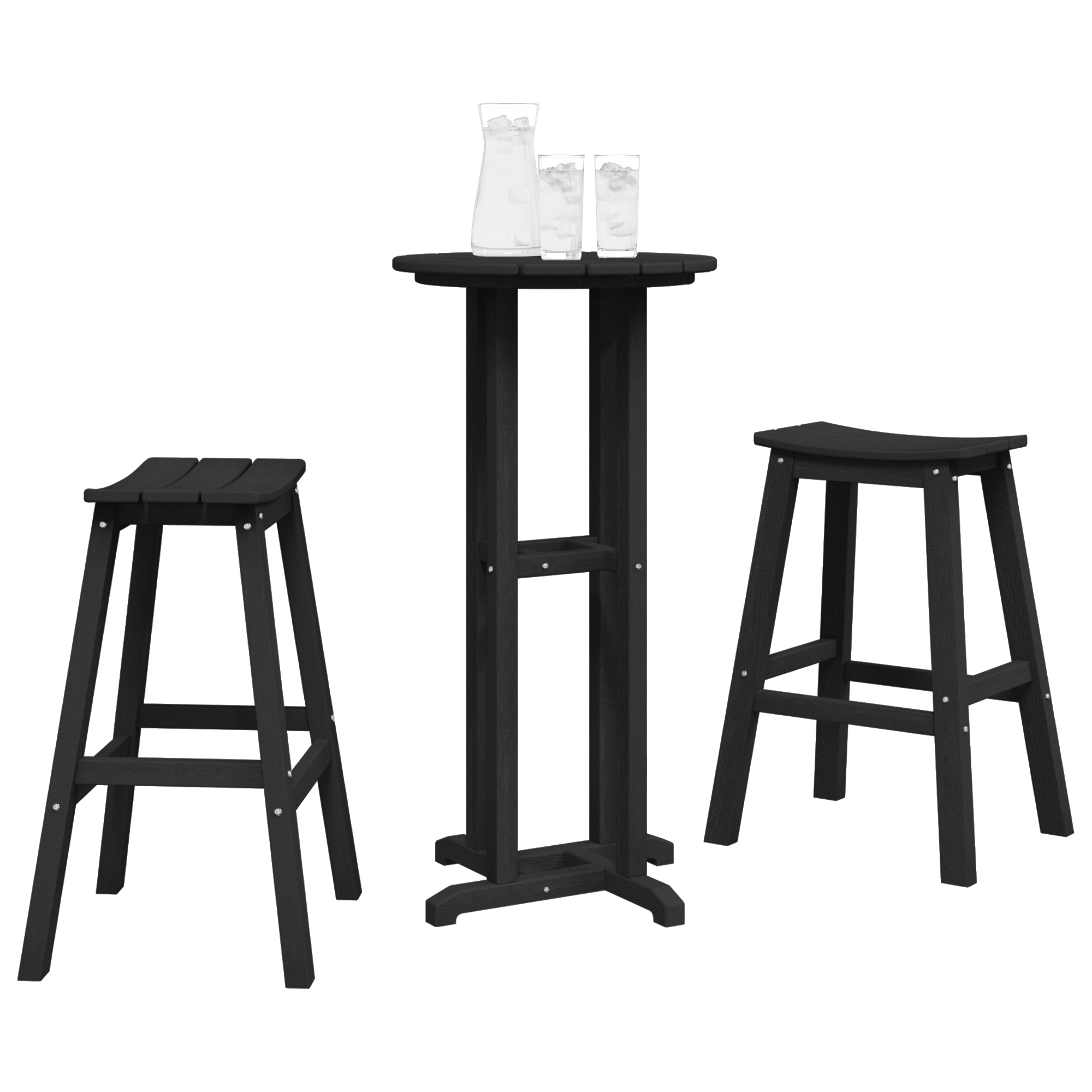 3 Piece Garden Bar Set Black HDPE - Image 3