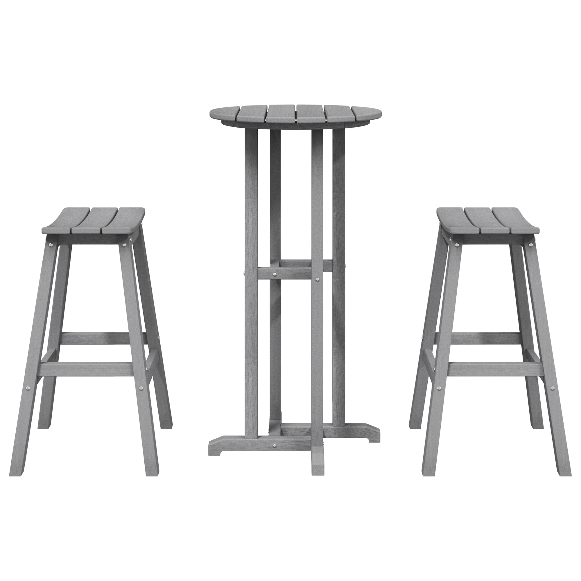 3 Piece Garden Bar Set Light Grey HDPE - Image 7