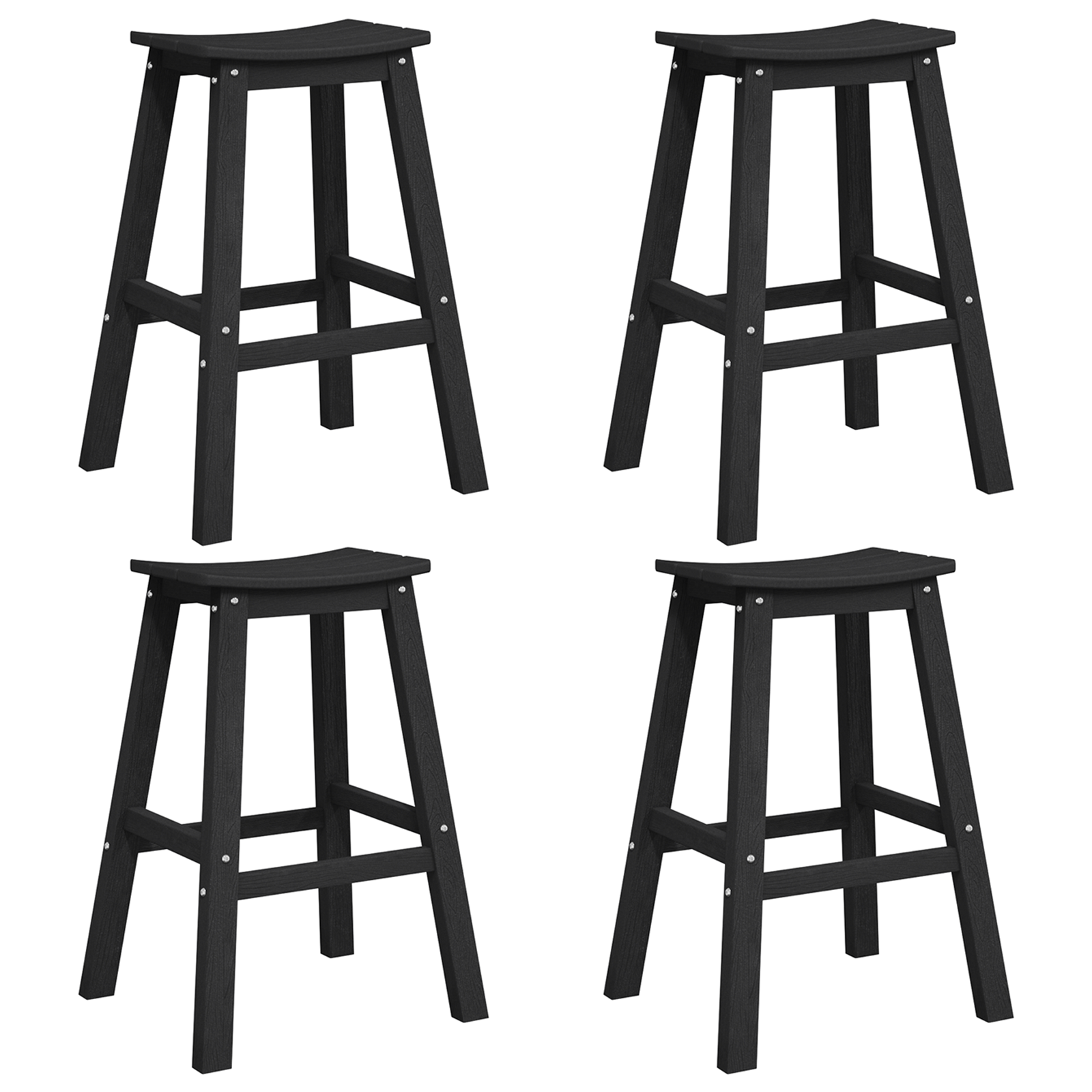 Bar Stools 6 pcs Black HDPE - Image 2