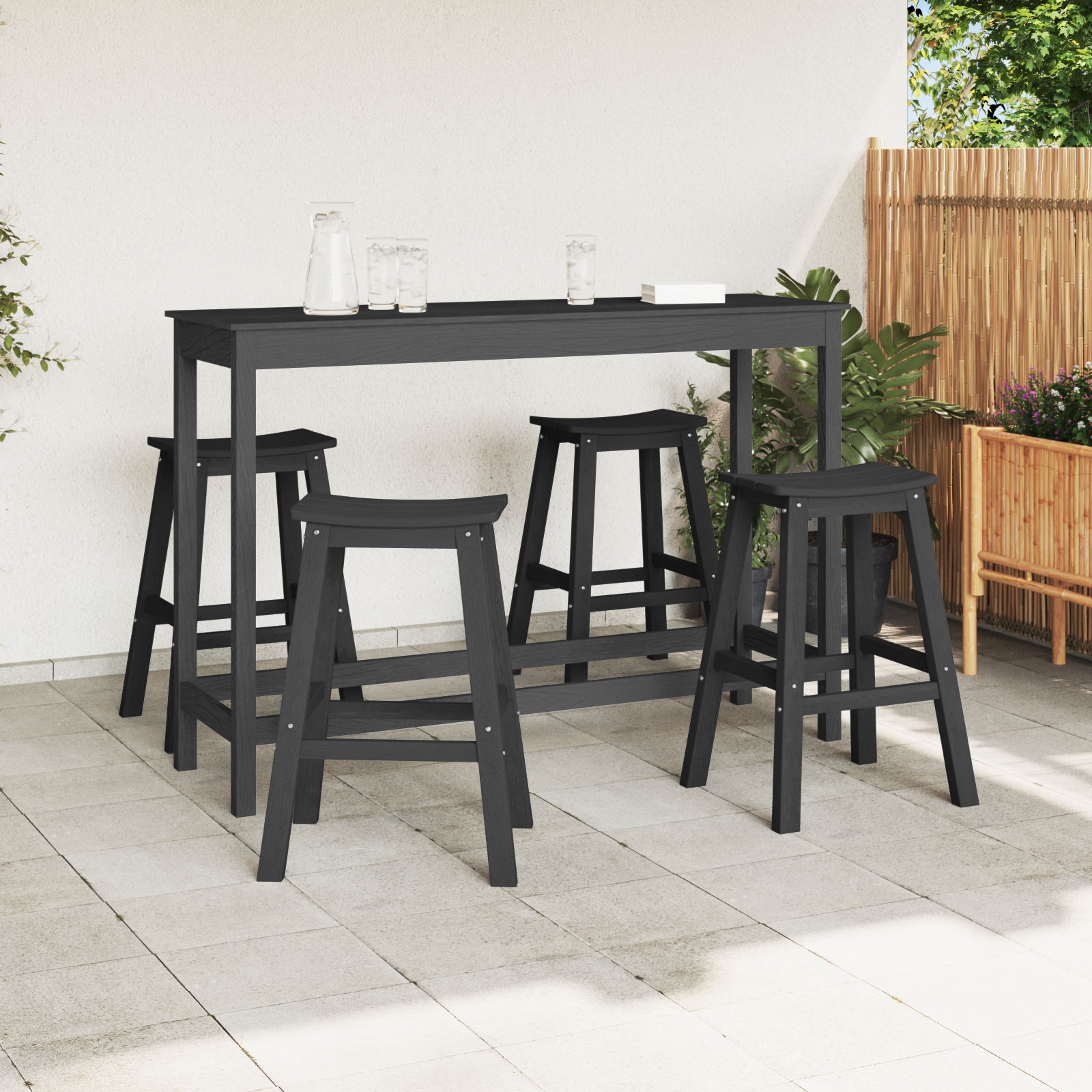 Bar Stools 6 pcs Black HDPE - Image 3