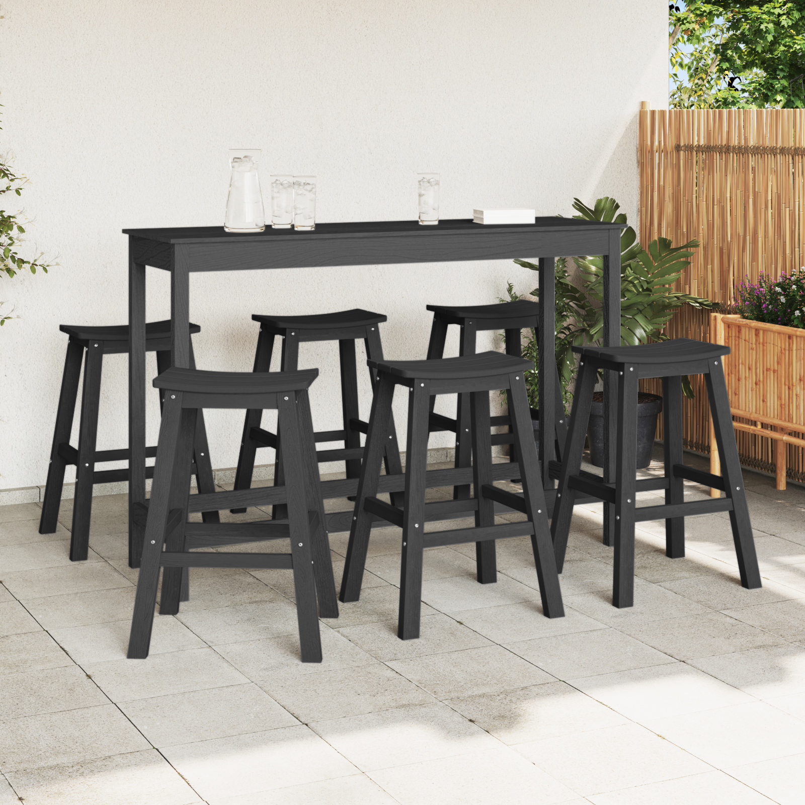 Bar Stools 9 pcs Black HDPE - Image 3