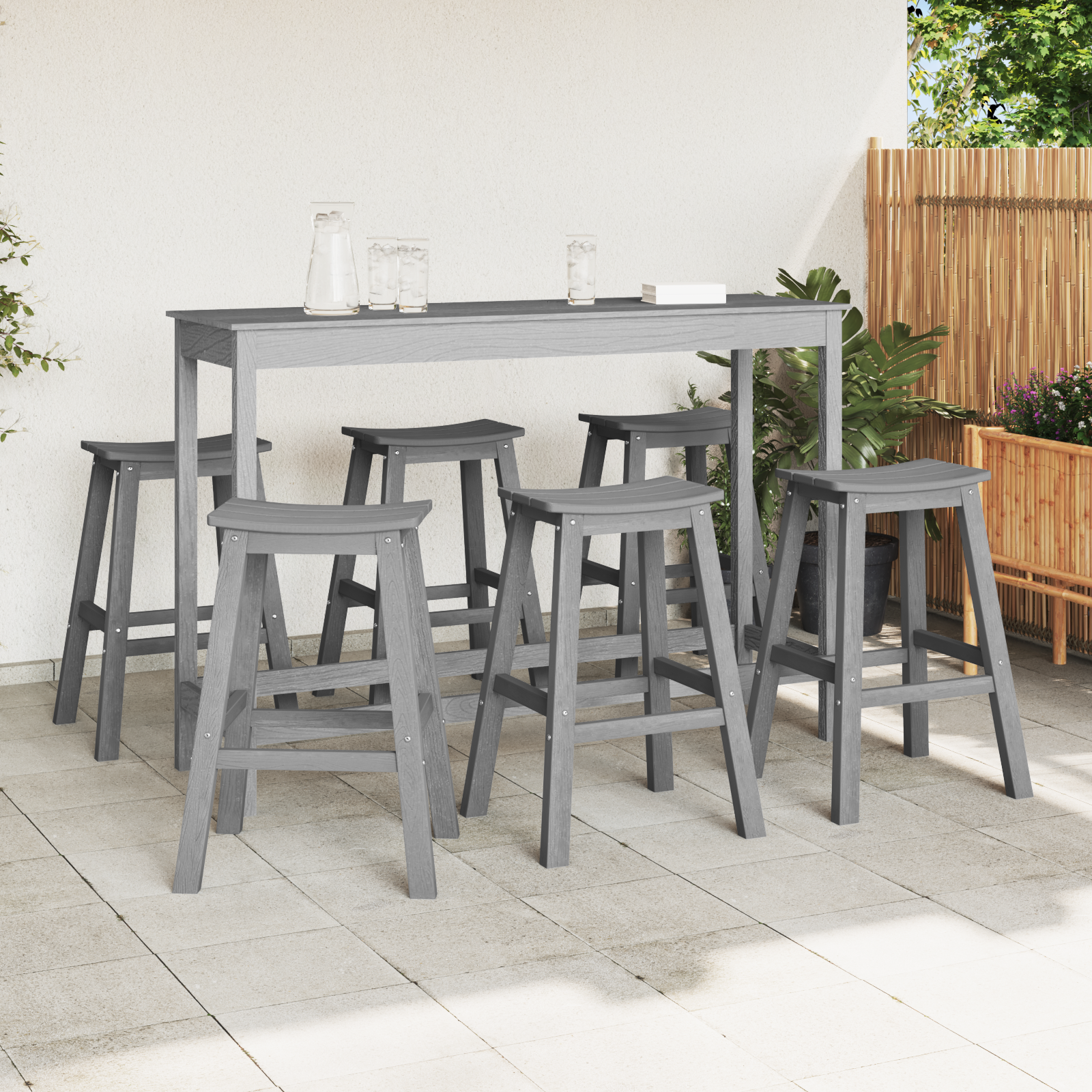 Bar Stools 9 pcs Light Grey HDPE - Image 3