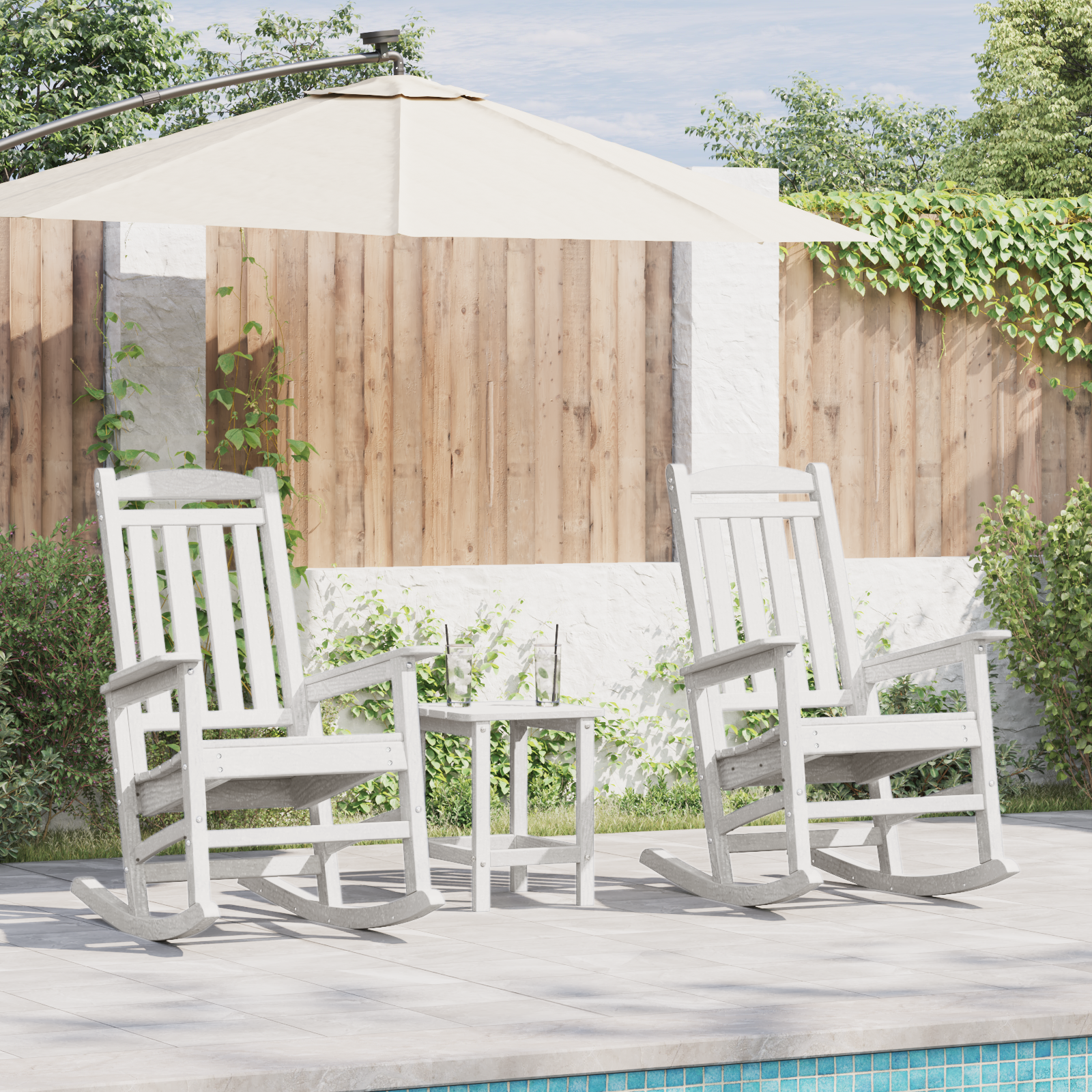 Garden Rocking Chairs 2 pcs White 70x92x107.5 cm HDPE