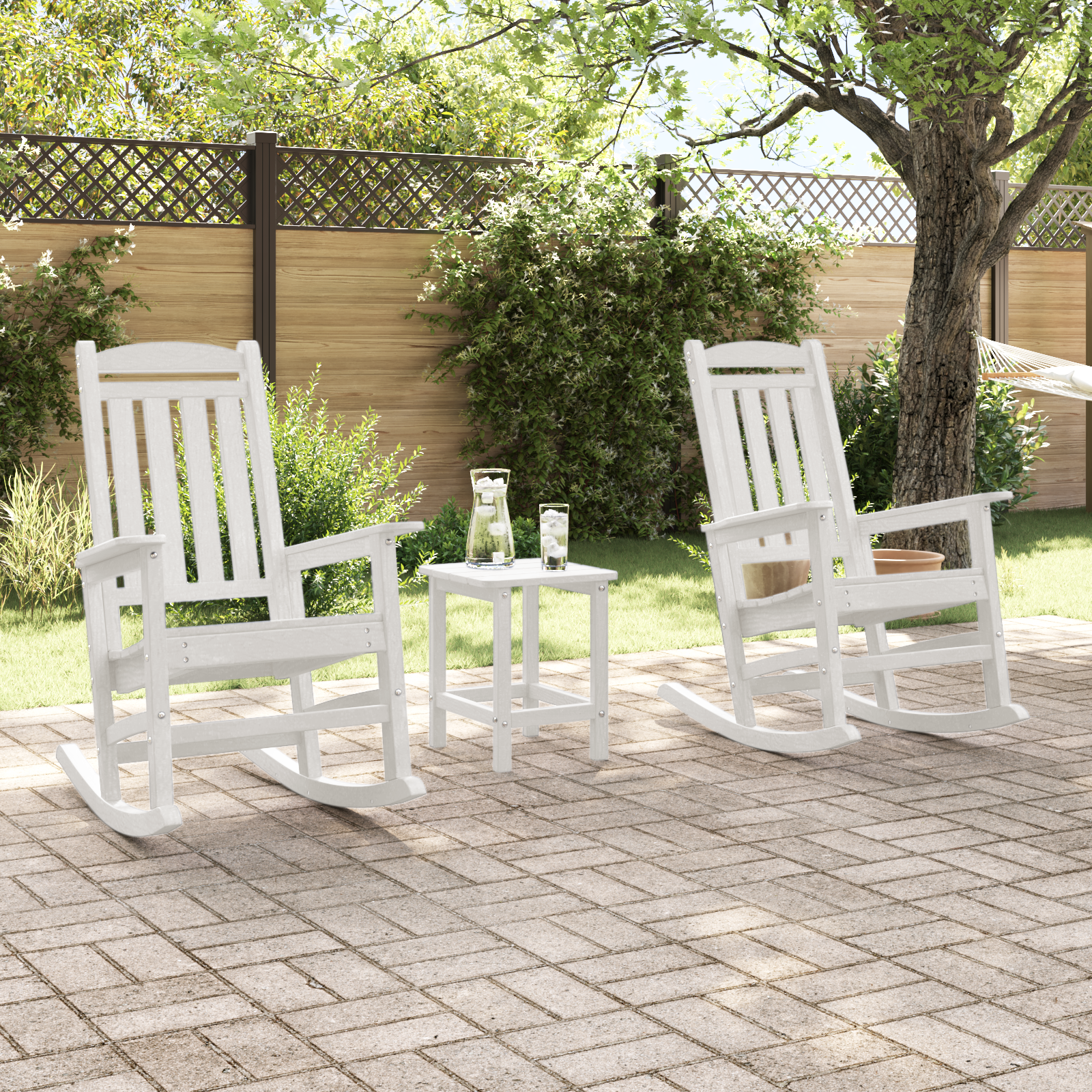 Garden Rocking Chairs 2 pcs White 70x92x107.5 cm HDPE - Image 3