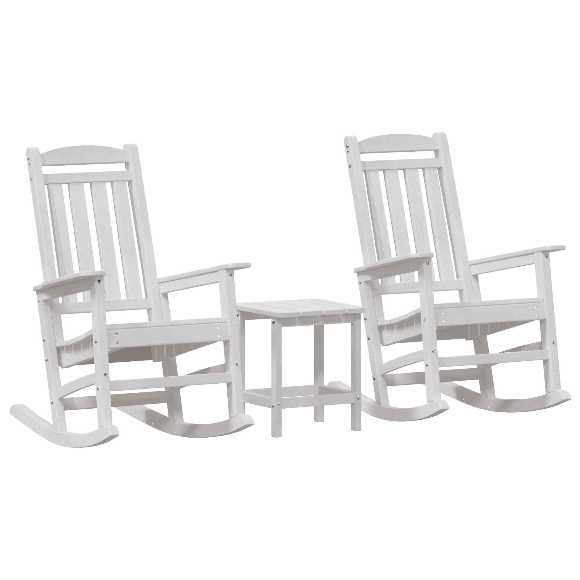 3 Piece Garden Lounge Set White HDPE - Image 2
