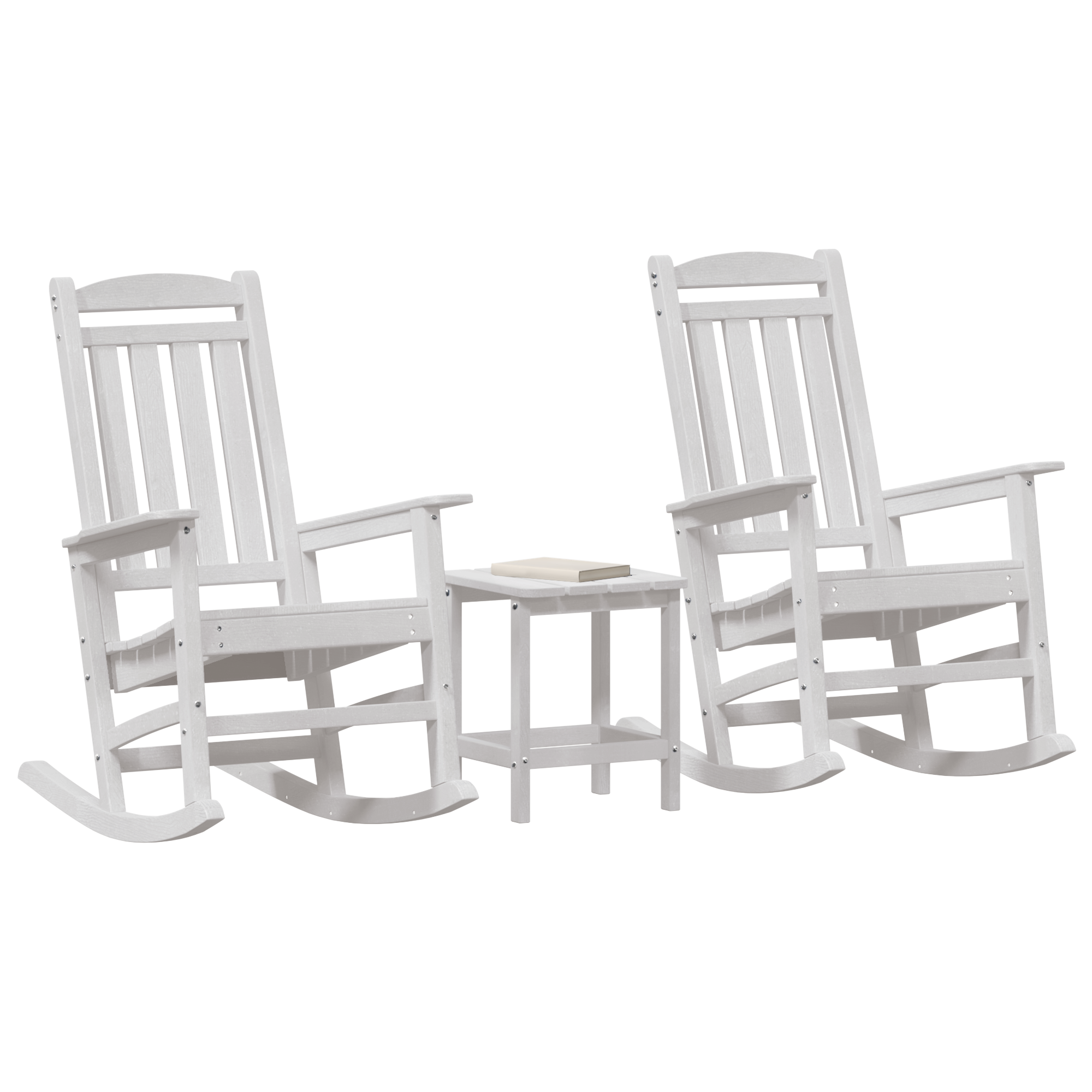 3 Piece Garden Lounge Set White HDPE - Image 3