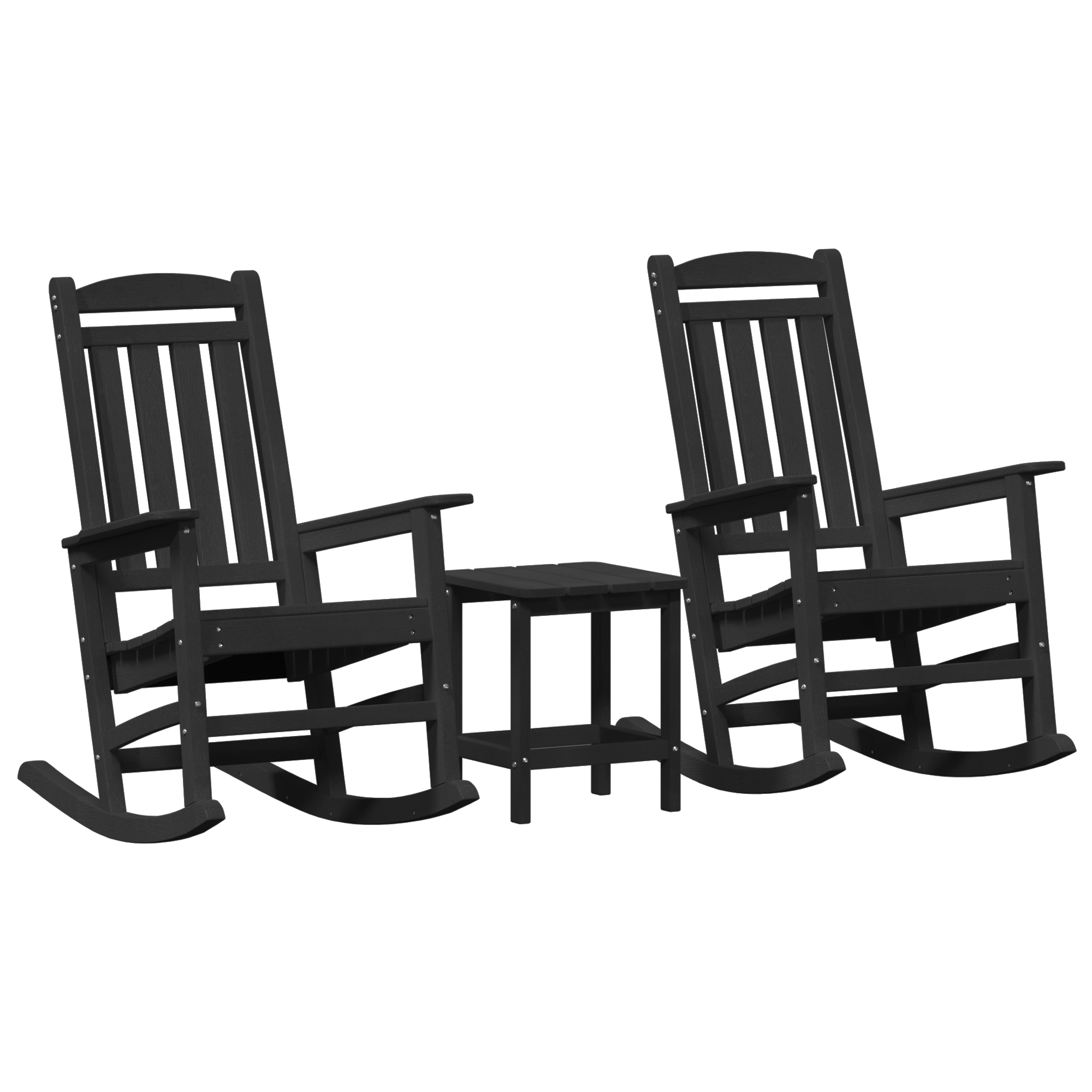 3 Piece Garden Lounge Set Black HDPE - Image 2