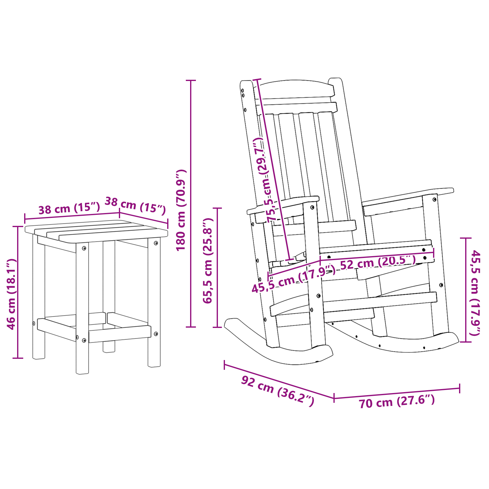 3 Piece Garden Lounge Set Black HDPE - Image 11