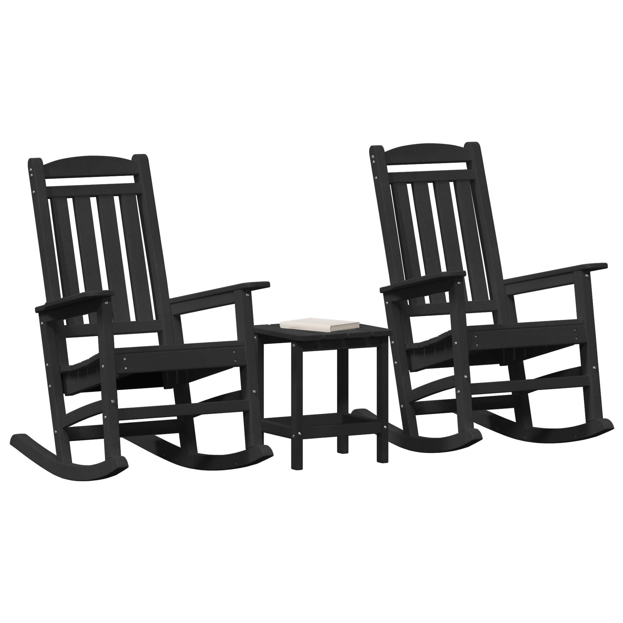 3 Piece Garden Lounge Set Black HDPE - Image 3