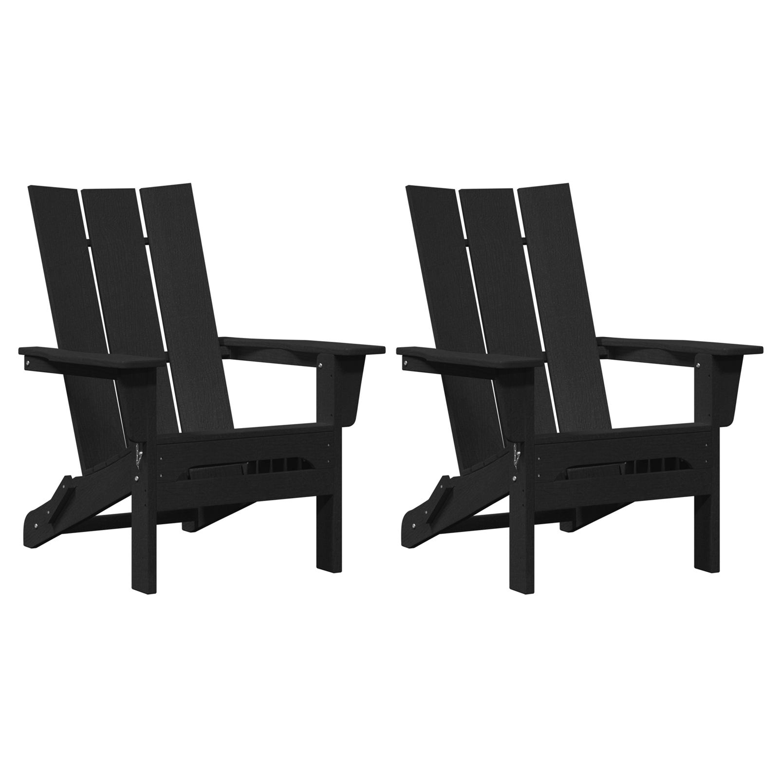 Foldable Adirondack Chairs 2 pcs Black 74.5x80.5x90 cm HDPE - Image 2