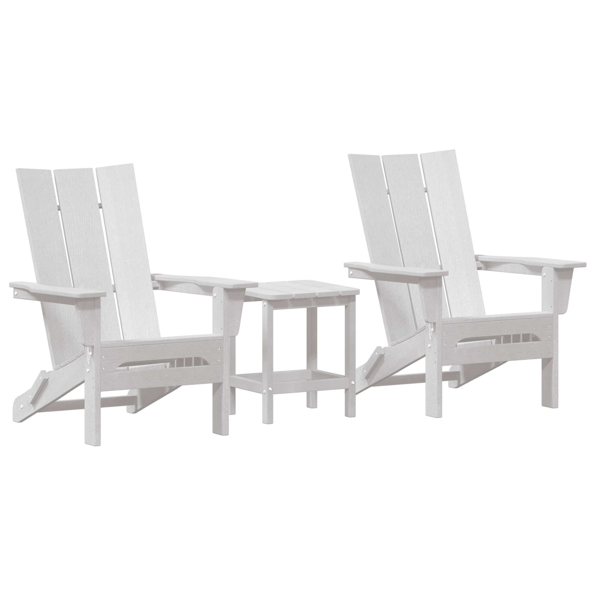 3 Piece Garden Lounge Set White HDPE - Image 2