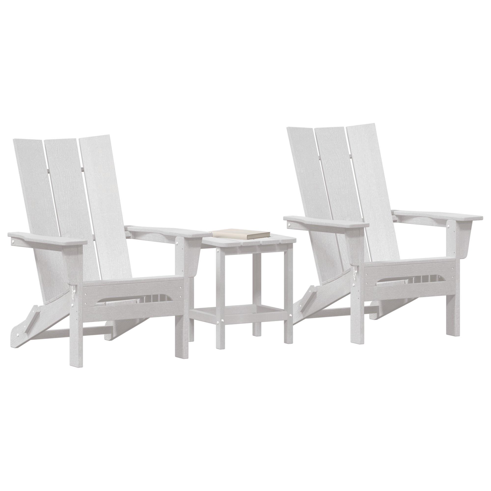 3 Piece Garden Lounge Set White HDPE - Image 3