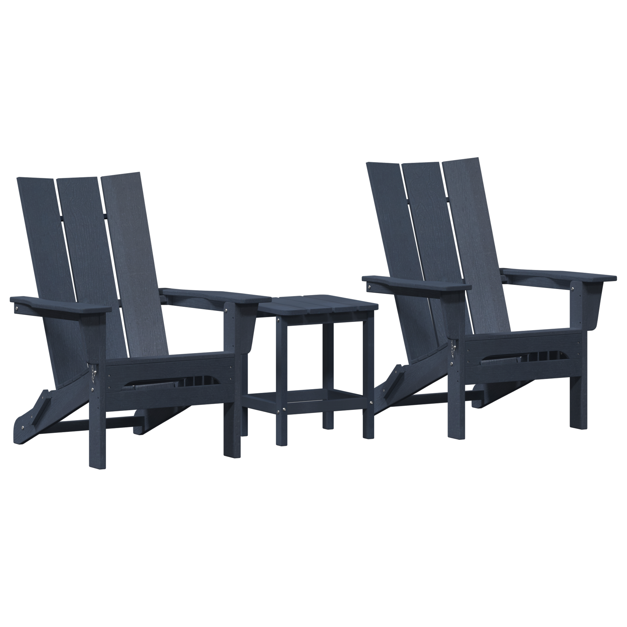3 Piece Garden Lounge Set Navy Blue HDPE - Image 2