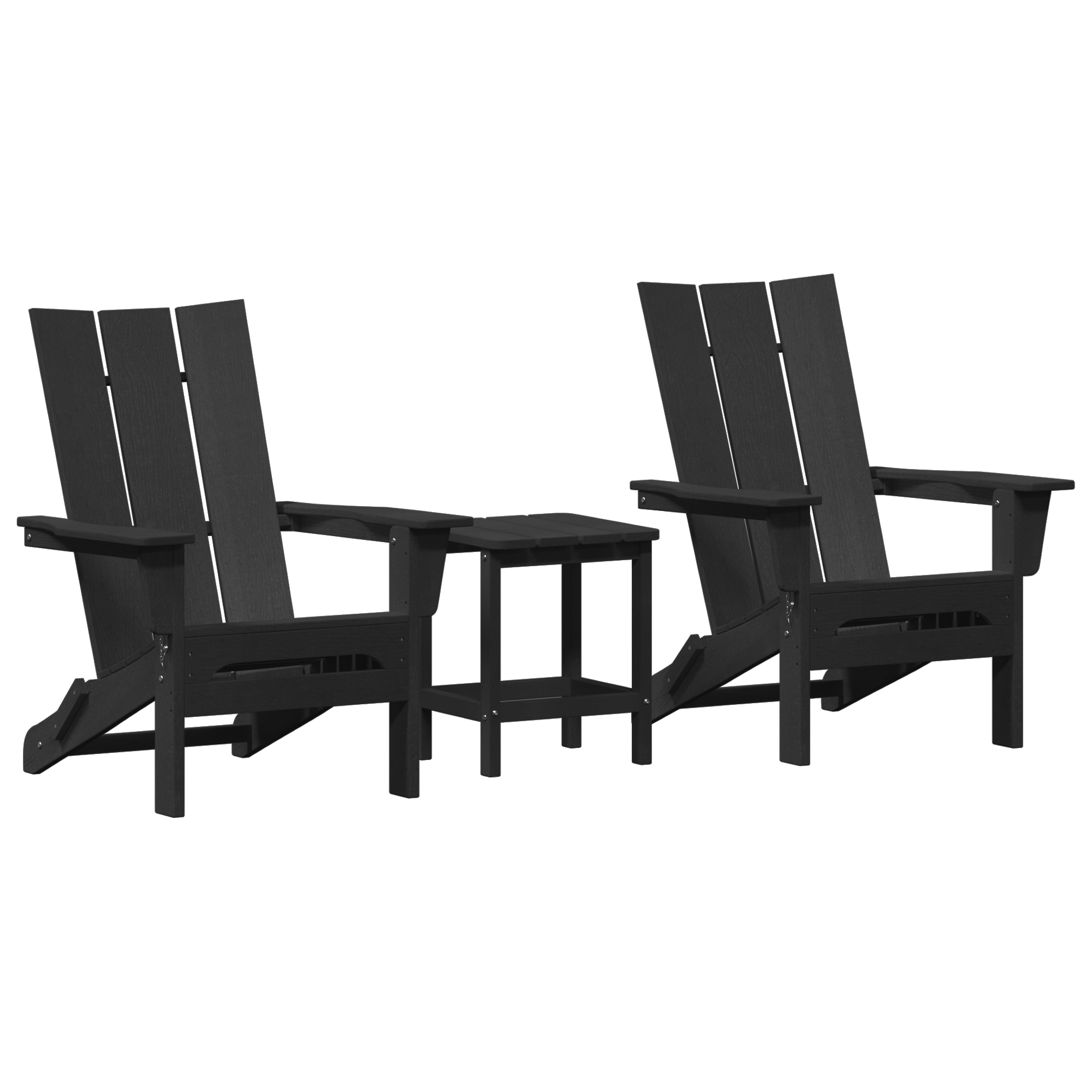 3 Piece Garden Lounge Set Black HDPE - Image 2