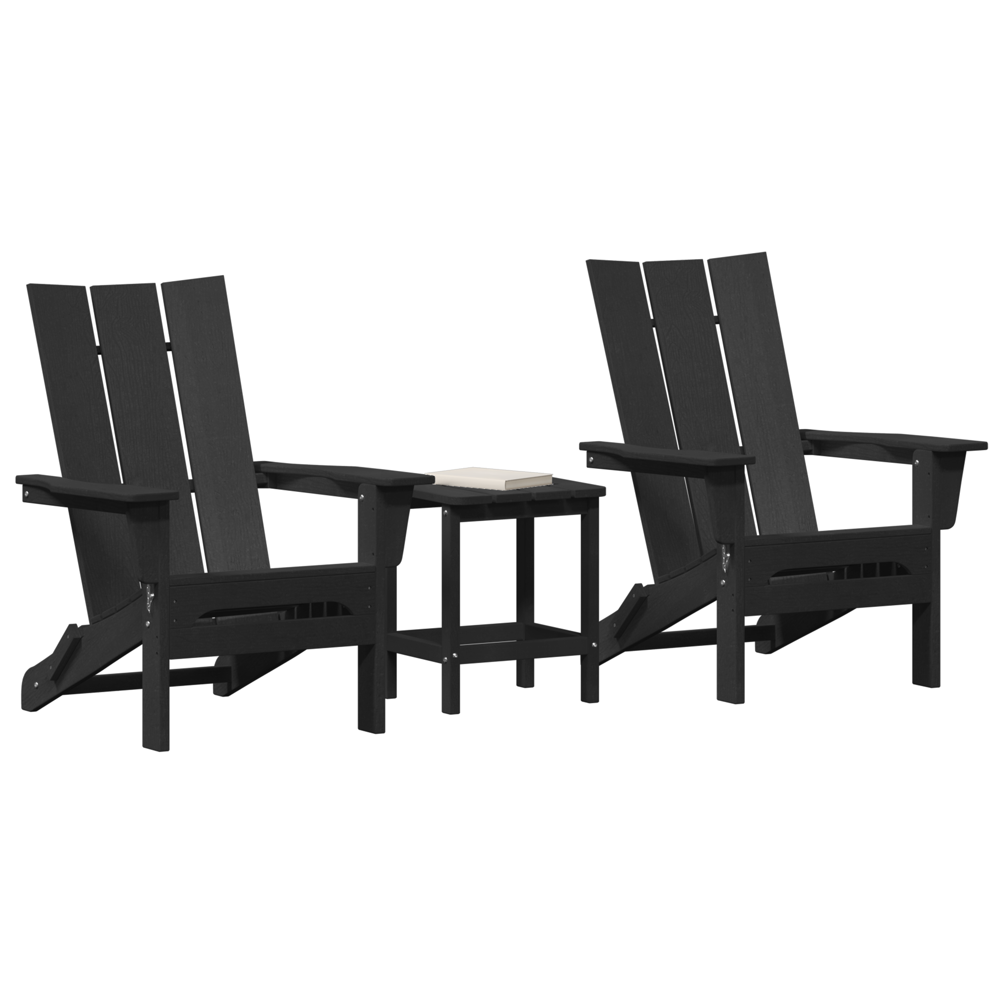 3 Piece Garden Lounge Set Black HDPE - Image 3