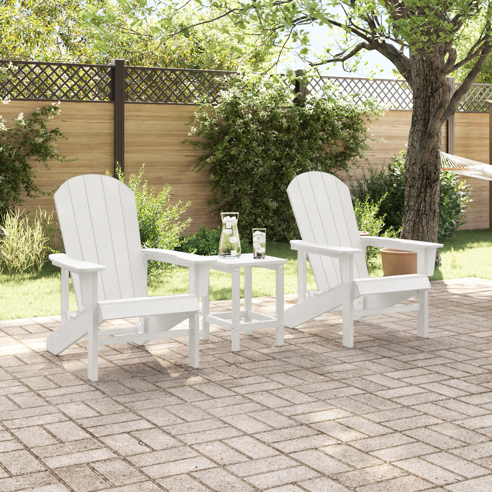 3 Piece Garden Lounge Set White HDPE - Image 4