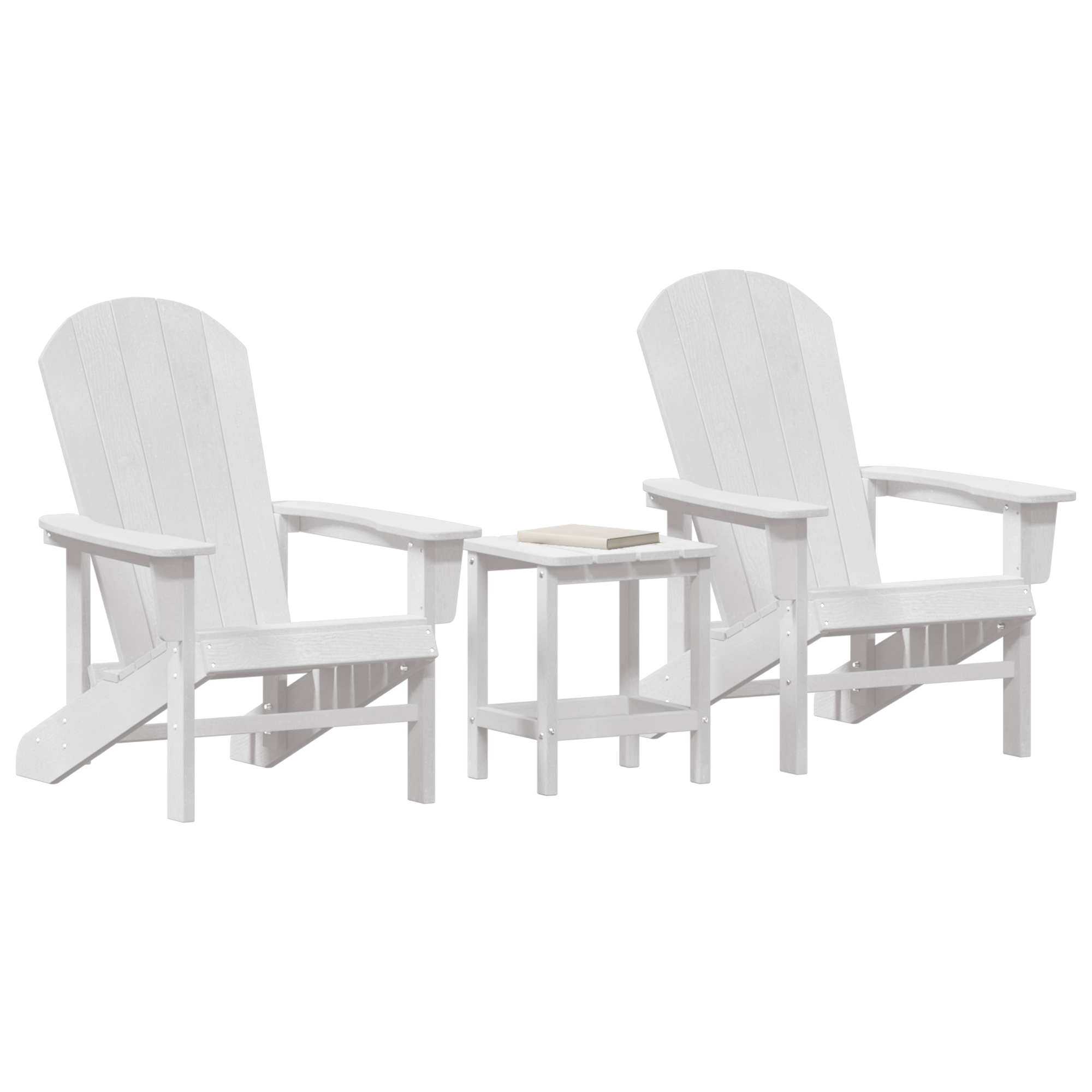 3 Piece Garden Lounge Set White HDPE - Image 3
