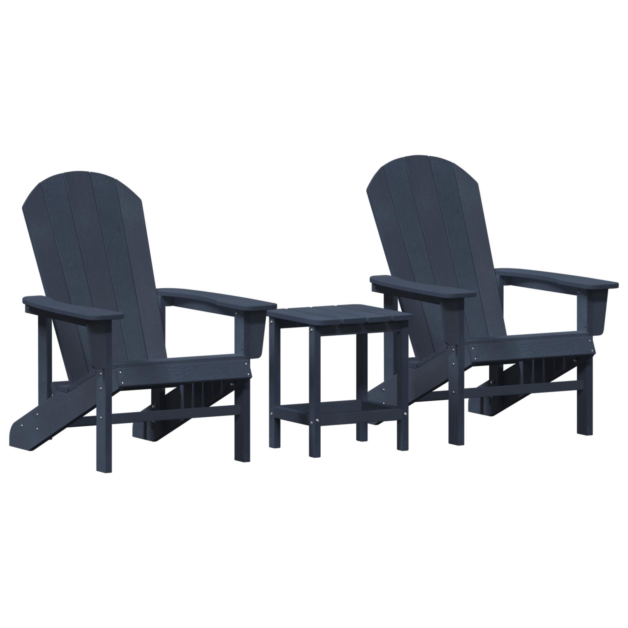 3 Piece Garden Lounge Set Navy Blue HDPE - Image 2