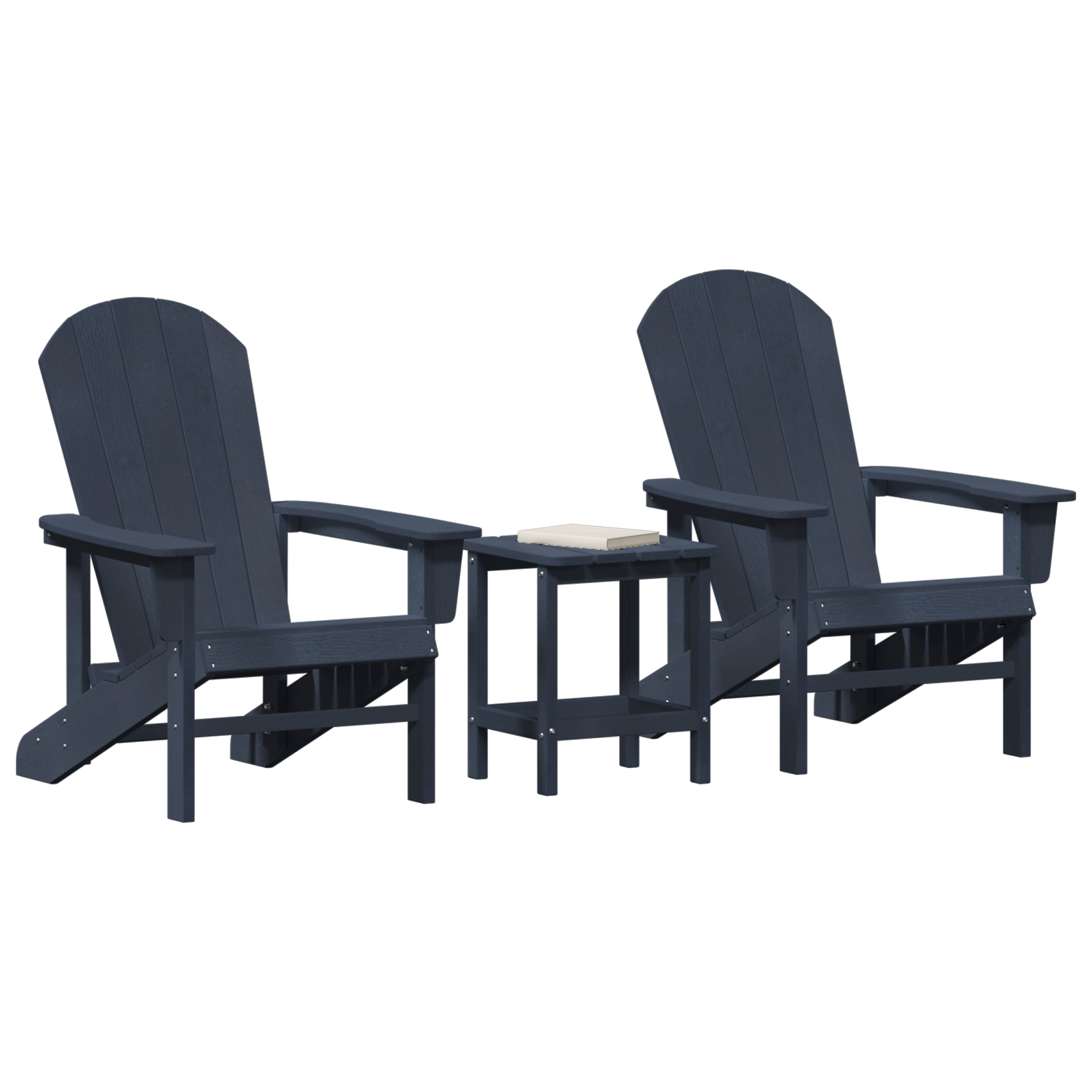 3 Piece Garden Lounge Set Navy Blue HDPE - Image 3
