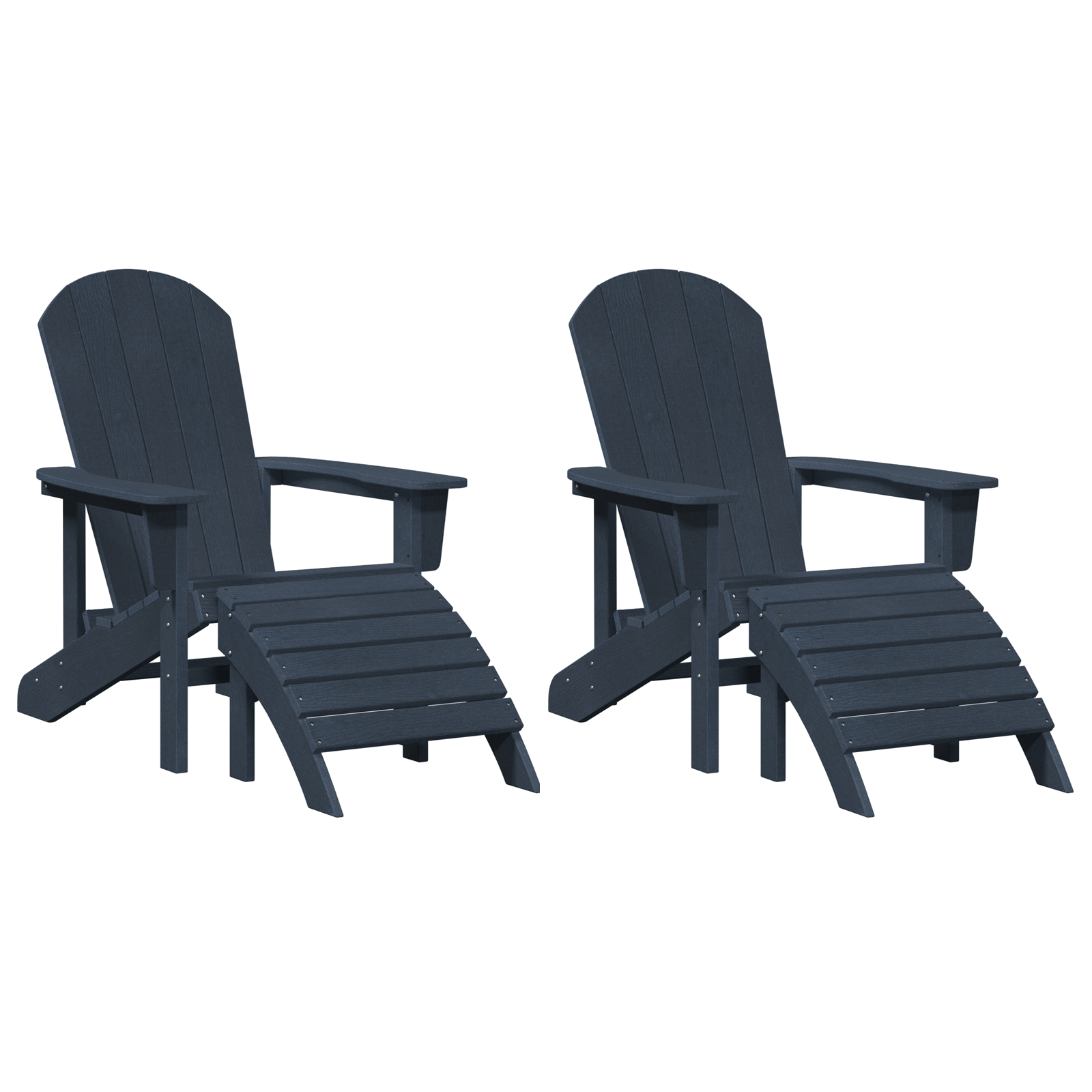 Adirondack Chairs with Footrests 2 pcs Navy Blue HDPE - Image 2