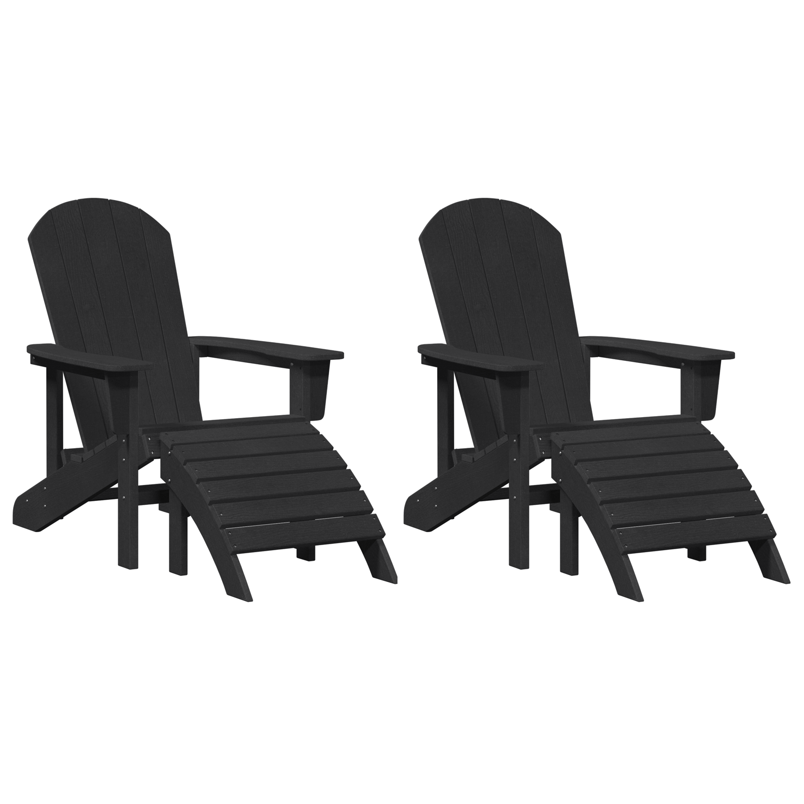 Adirondack Chairs with Footrests 2 pcs Black HDPE - Image 2