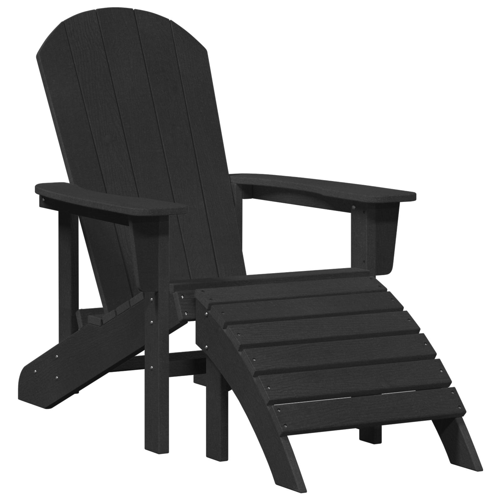 Adirondack Chairs with Footrests 2 pcs Black HDPE - Image 4