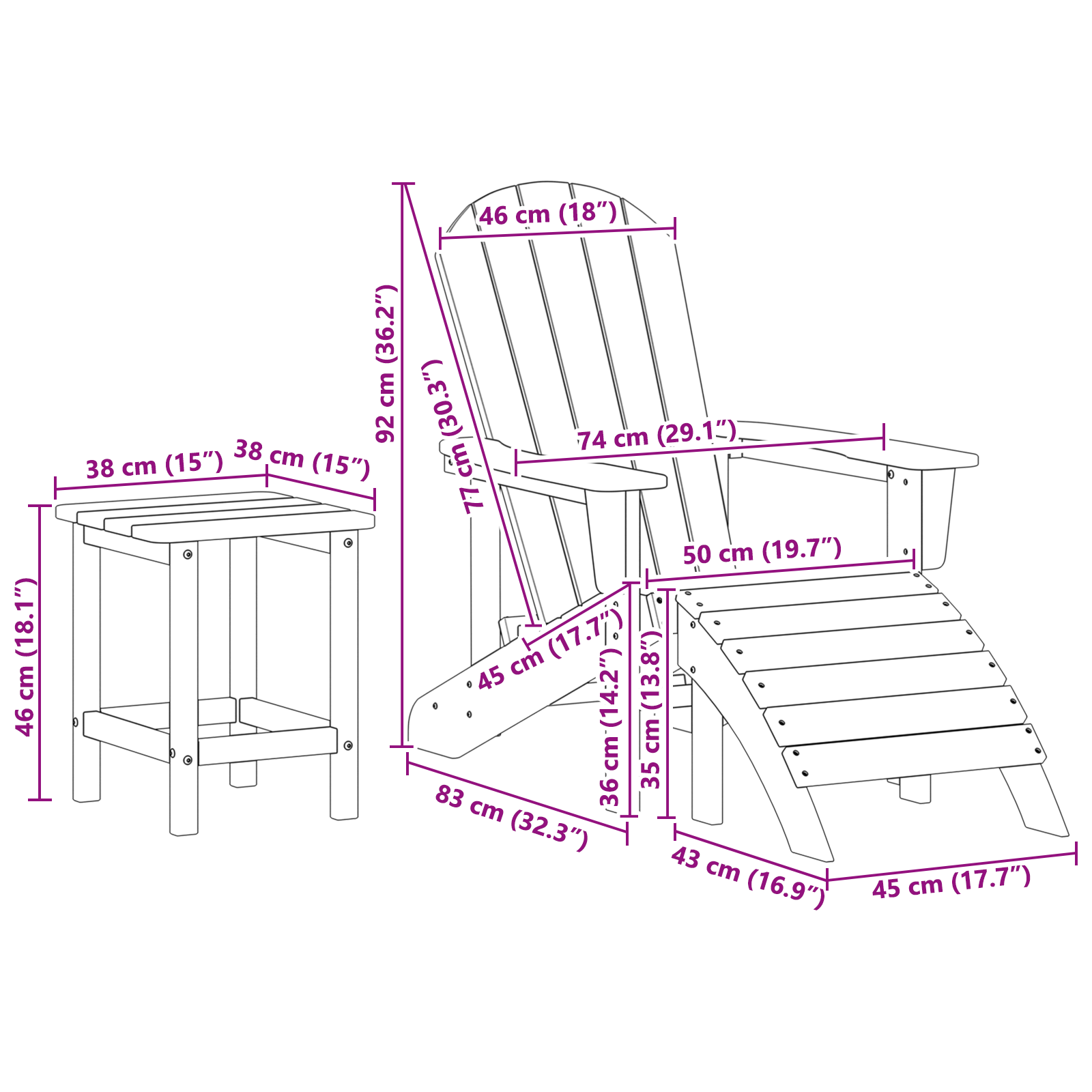 3 Piece Garden Lounge Set White HDPE - Image 10