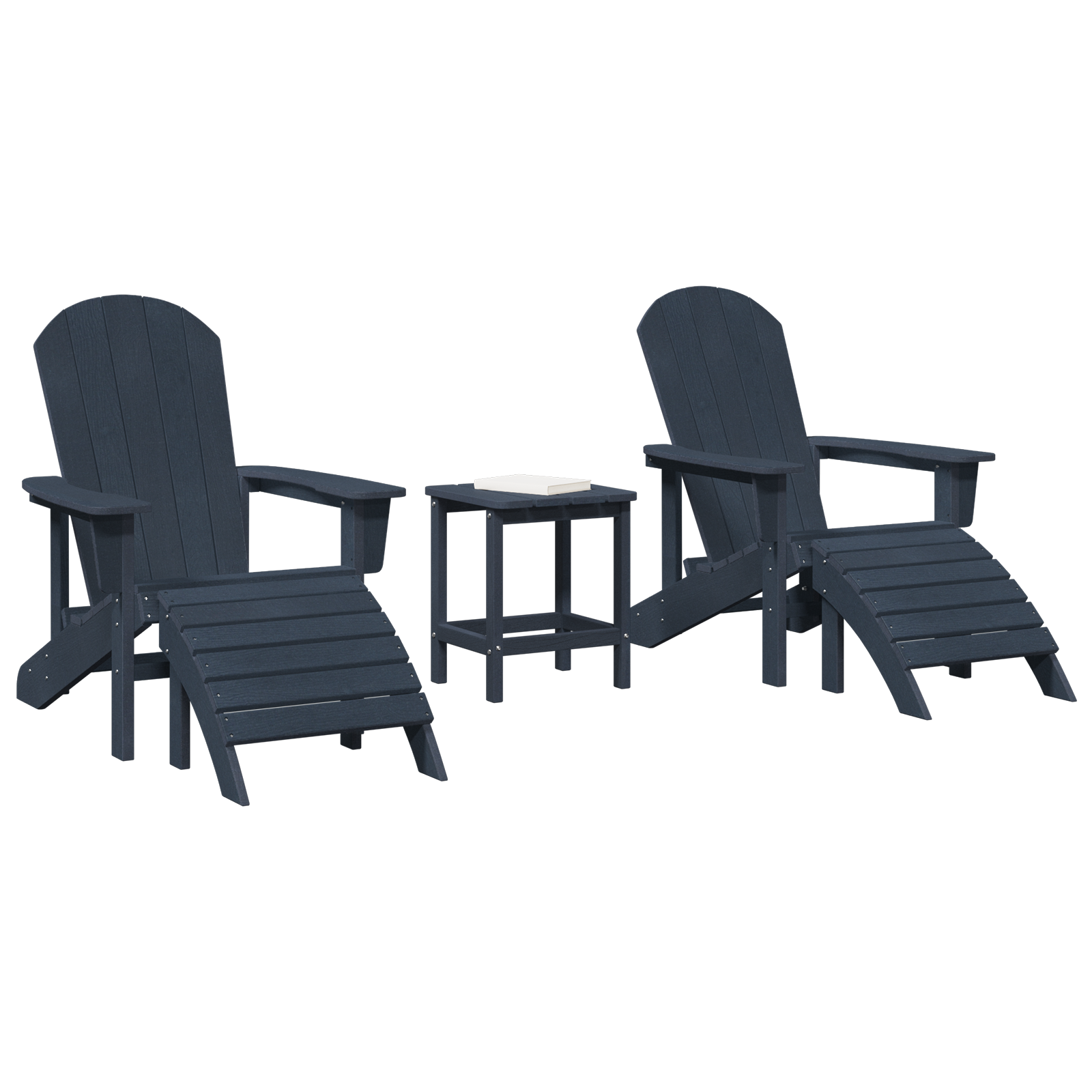 3 Piece Garden Lounge Set Navy Blue HDPE - Image 3